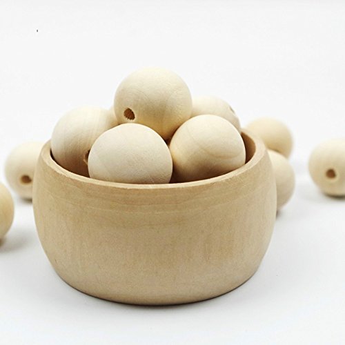 Natural Unfinished Wooden Round Beads - 20pcs 40mm/50mm Wood Spacer Beads for Jewelry Making, DIY Crafts, Bracelets & Necklaces - Perfect for Handmade Boho Style Accessories and Home Decor Projects