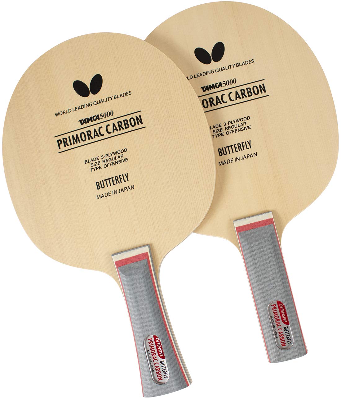 Butterfly Primorac Carbon Table Tennis Blade - TAMCA 5000 Carbon Fiber & Cypress Wood - Professional Ping Pong Racket with FL/ST Handle - Made in Japan - Perfect for Tournament Play & Advanced Players