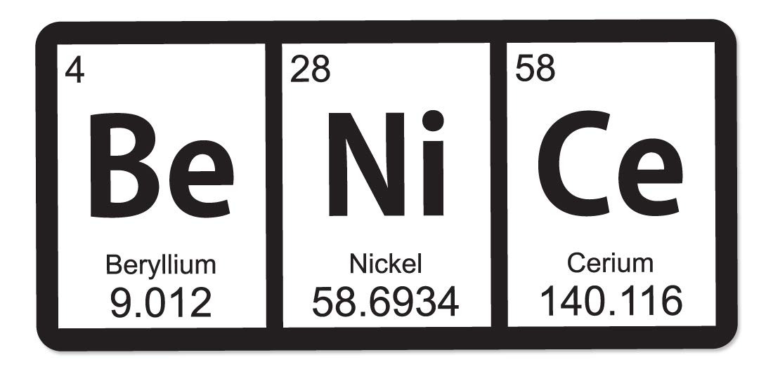 Pun Be Nice Periodic Table Elements Art - 6 Inch Vinyl Decal Sticker for Science Lovers, Classroom Decor & Chemistry Gifts