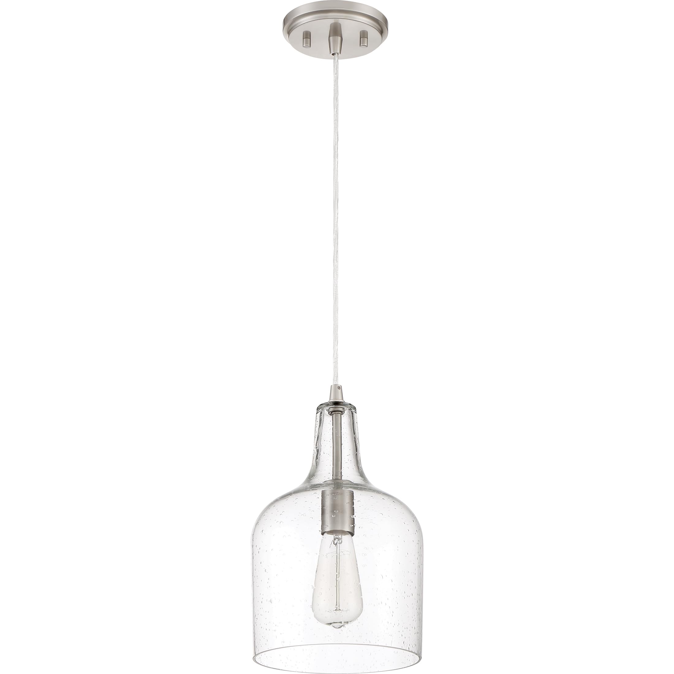 Quoizel Anson 1-Light Brushed Nickel Mini Pendant Light Fixture - Modern Small Ceiling Hanging Lamp for Kitchen Island, Dining Room, or Bedroom Lighting