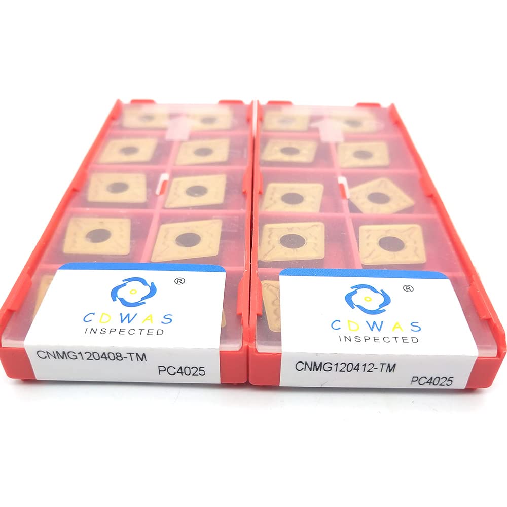 10Pcs Carbide Insert CNMG120408/12-TM PC4025 External Metal Turning Tools for Lathe & Milling - High Performance CNC Cutting Tools for Steel, Cast Iron & Stainless Steel - Perfect for Industrial Metalworking & DIY Projects