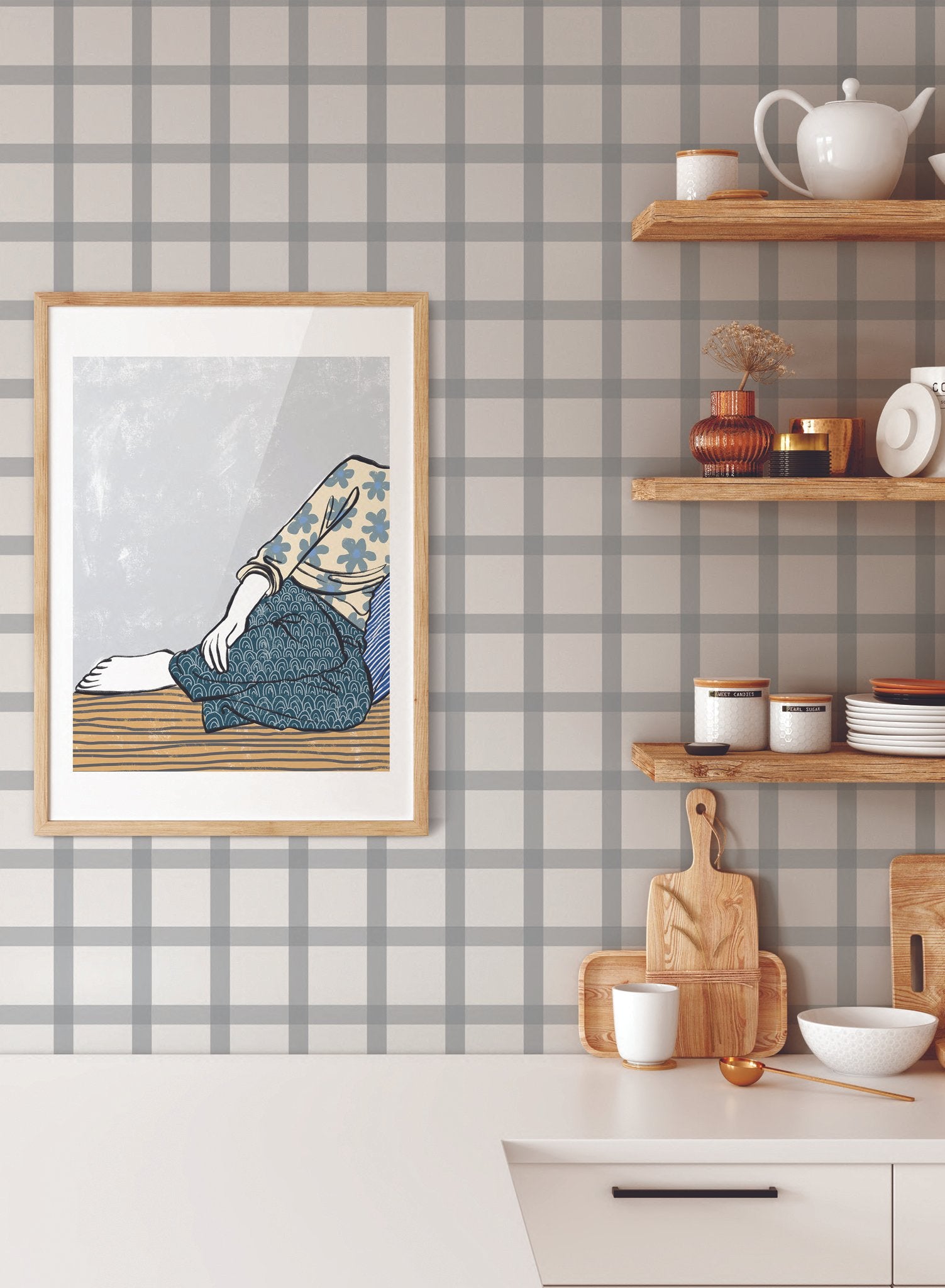 Off the Grid Wallpaper - Modern Geometric Peel and Stick Wallpaper for Home & Office Decor | Perfect for Bedroom, Living Room, and Workspace Accent Walls