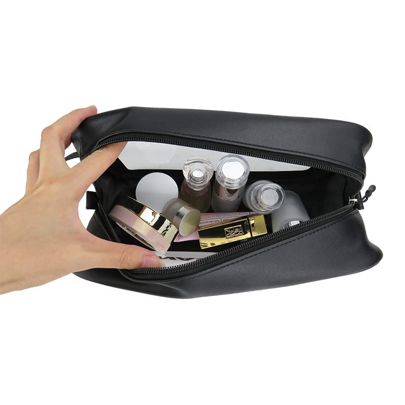 Waterproof Clear Travel Toiletries Bag - Transparent Cosmetic Makeup Organizer with Zipper for Women & Men | TSA Approved Carry-On Pouch for Jewelry, Toiletries & Essentials (Medium, Black) - Perfect for Air Travel, Gym & Weekend Getaways