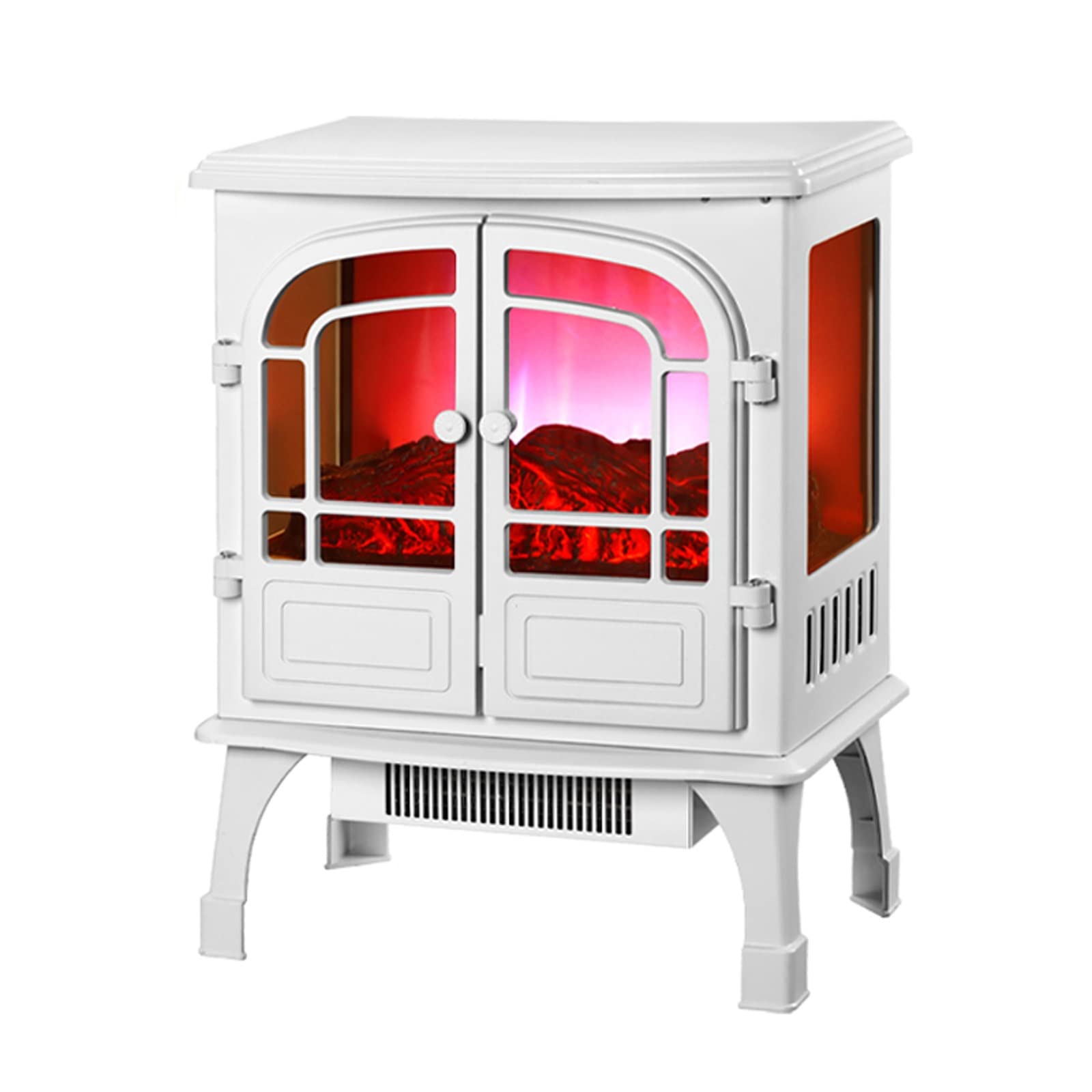 2000W Electric Fireplace Heater with Realistic LED Flames & Logs - Adjustable 2-Position, Overheat Protection, White Decorative Stove - Perfect for Living Room, Bedroom, and Office Warming