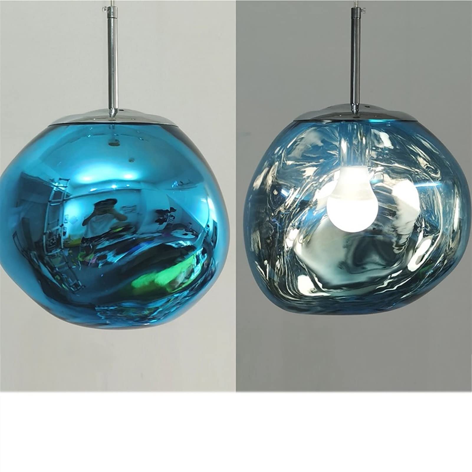 Modern LED Pendant Ceiling Chandelier - Industrial PVC Lava Lamp for Loft, Bar & Cafe Decor - 40CM Blue Hanging Lighting Fixture - Perfect for Dining Room, Bedroom or Living Room Ambient Lighting