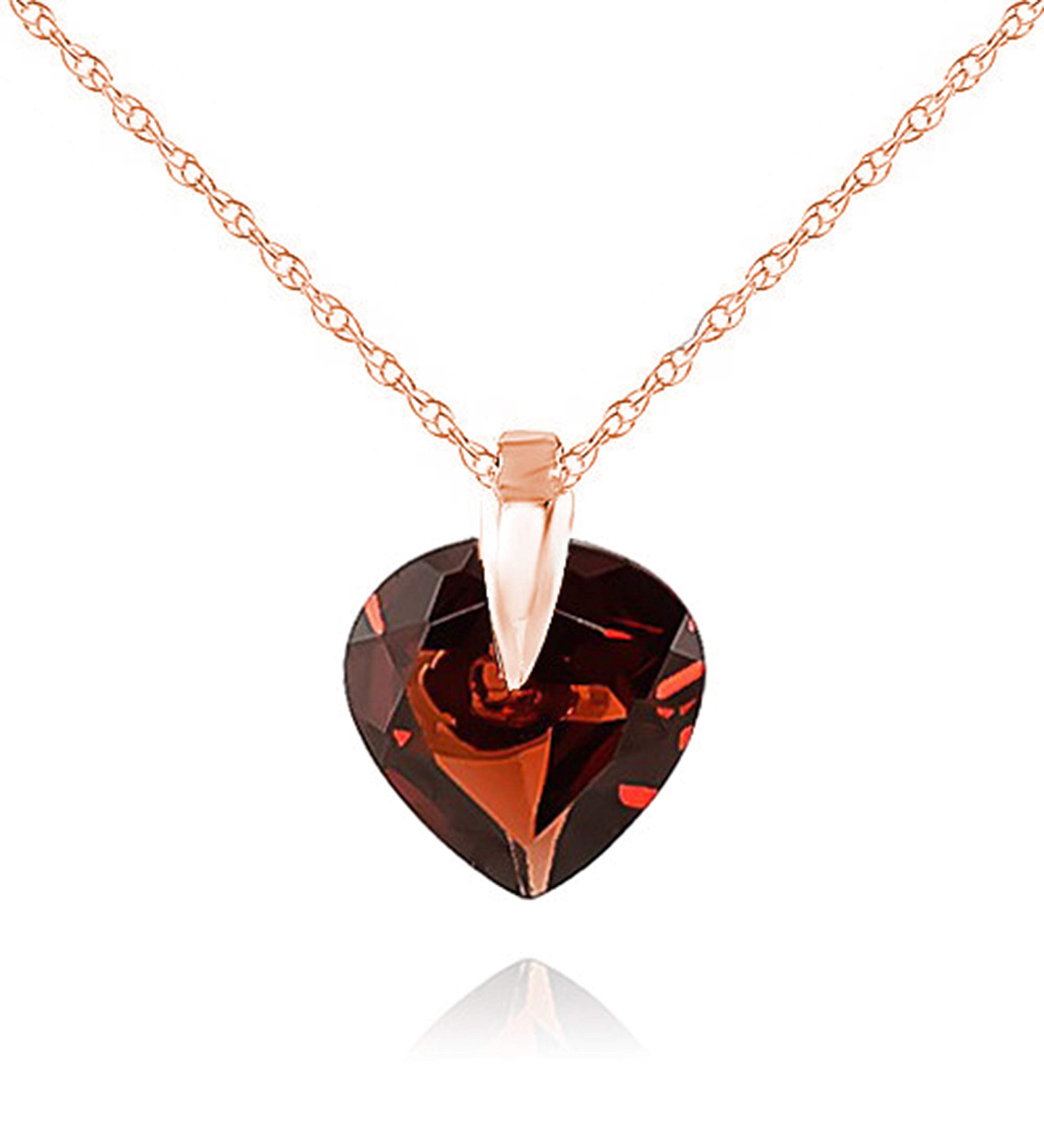 14K Solid Gold Necklace with Natural Garnet - GG Galaxy Gold Pendant for Women, Elegant Jewelry Gift for Birthday, Anniversary & Valentine's Day - Perfect for Parties, Weddings & Everyday Wear