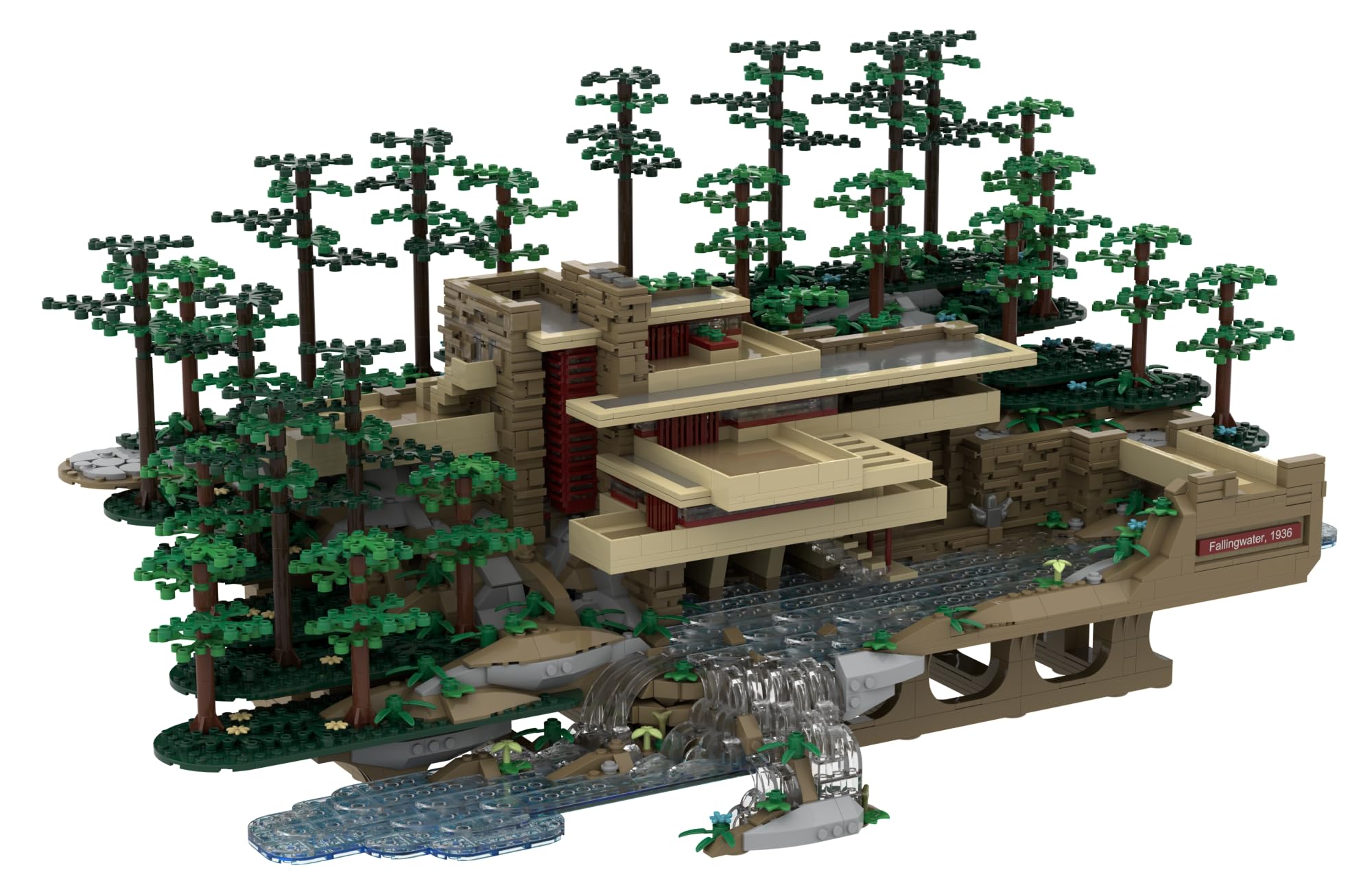 Atom Brick Fallingwater Architectural Building Set - 3D Puzzle Model Kit for Adults & Teens - Perfect for Home Decor, Gift, and STEM Learning
