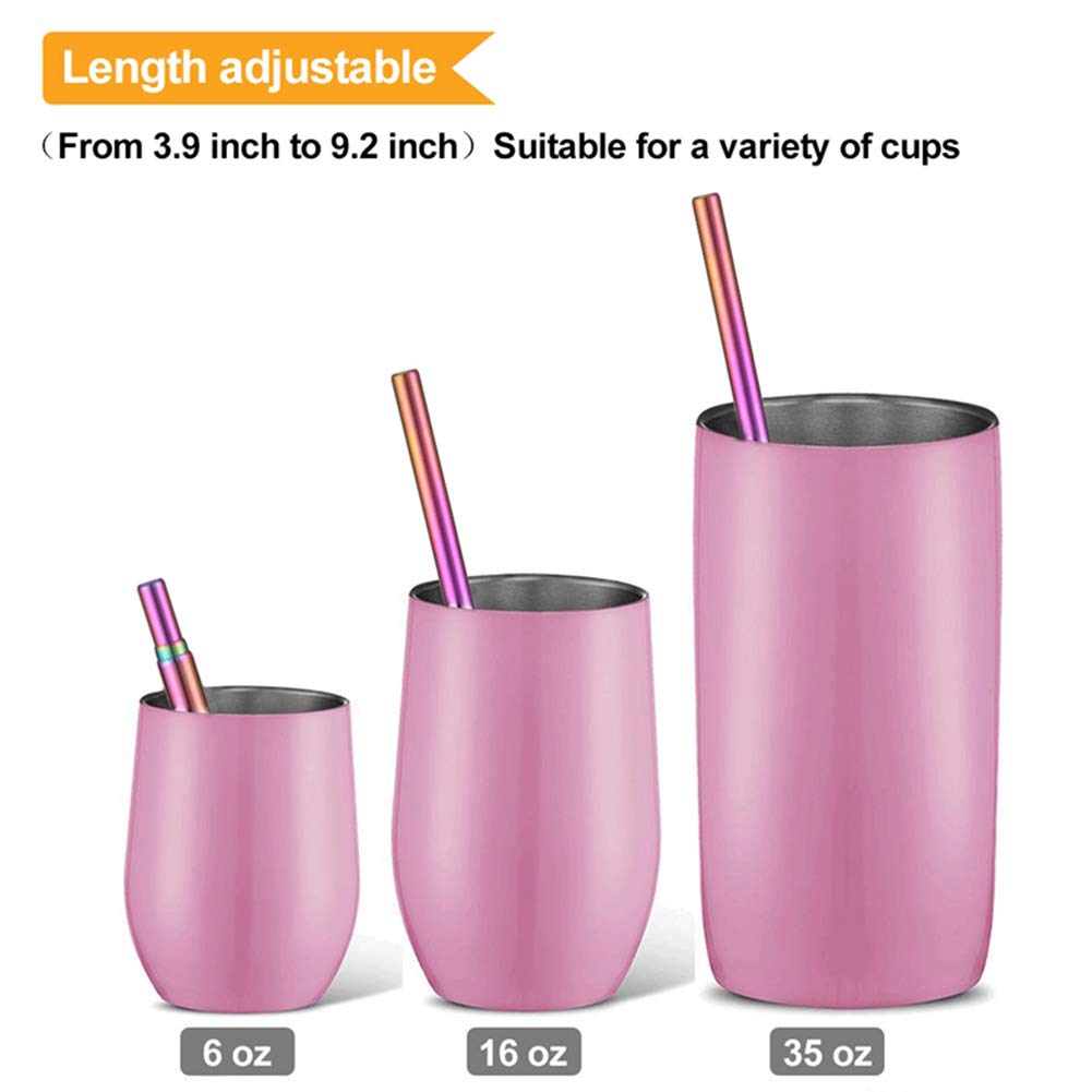 2 Pack Reusable Stainless Steel Telescopic Straws - Collapsible Metal Drinking Straw with Keychain Case & Cleaning Brush | Portable for Travel, Home, Office, Picnics & Outdoor Activities (Red & Blue)