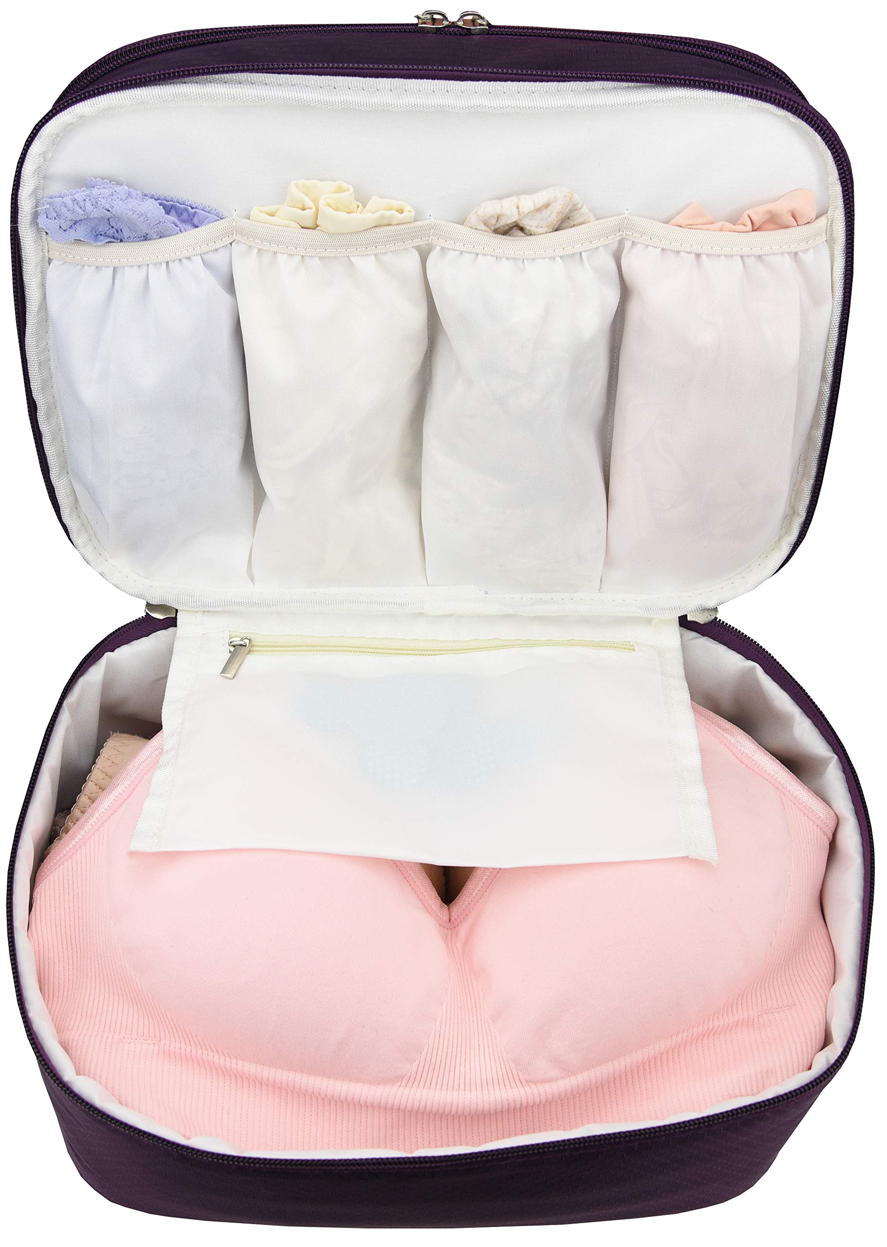 Large Double Layer Travel Organizer Underwear Bag - Storage for Bras, Socks, Underwear & Toiletries - Perfect for Packing, Vacations & Business Trips