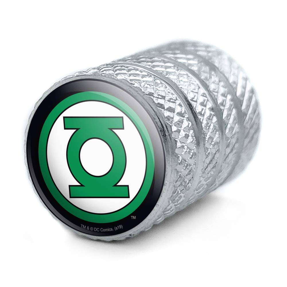 Green Lantern Logo Aluminum Valve Stem Caps for Motorcycle & Bicycle Wheels - Durable Tire Rim Accessories for DC Comics Fans and Bike Enthusiasts - Perfect for Customizing Your Ride and Showing Superhero Pride