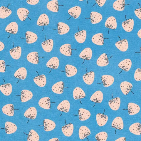 Robert Kaufman RK2232873 Blue Strawberries Fabric - Premium Cotton for Quilting, Sewing & DIY Crafts - Perfect for Home Decor, Apparel & Scrapbooking Projects