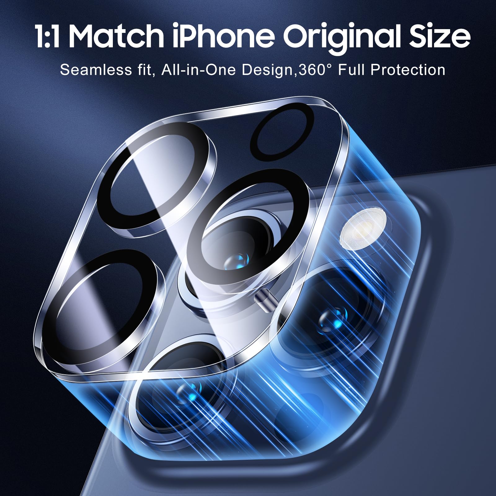 UniqueMe 3 Pack iPhone 15 Pro/Pro Max Camera Lens Protector - 9H Tempered Glass, Drop Protection, Case Friendly - Perfect for Outdoor Adventures & Daily Use