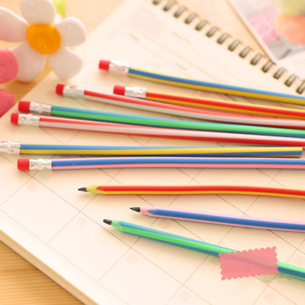 Colorful Bendable Pencils with Eraser - 10 Pack for Kids Writing & Drawing