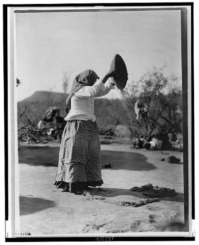 Vintage Tohono O'Odham Papago Tribe Winnowing Wheat Historical Photo - Native American Agriculture & Food Preparation Scene - Perfect for History Classrooms, Cultural Exhibits, and Southwest Decor