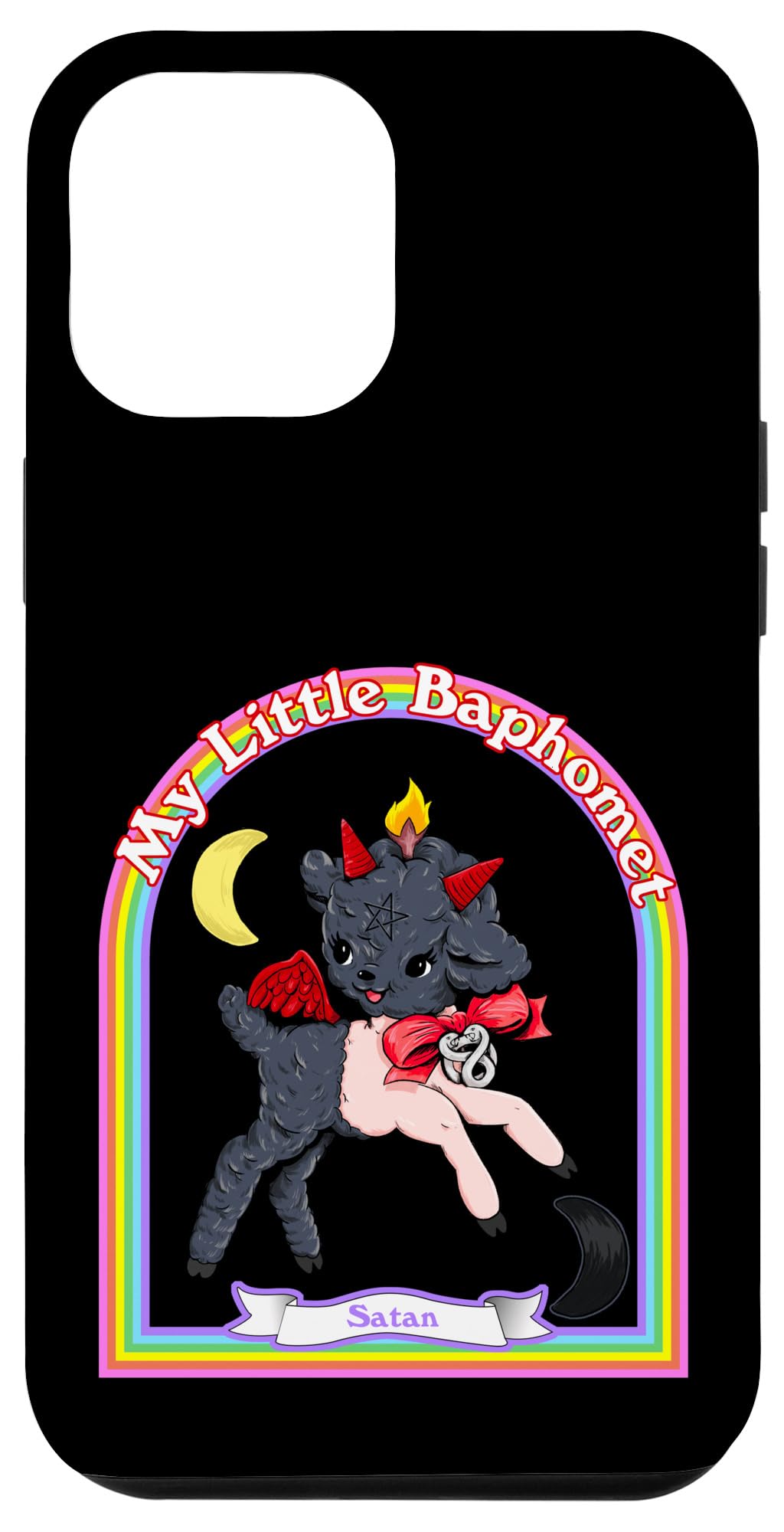 iPhone 12 Pro Max Case - Baphomet Cute Satanic Design, Kawaii Retro Vintage Style, Atheist Protective Cover | Perfect for Halloween, Gothic Fashion & Unique Style Expression