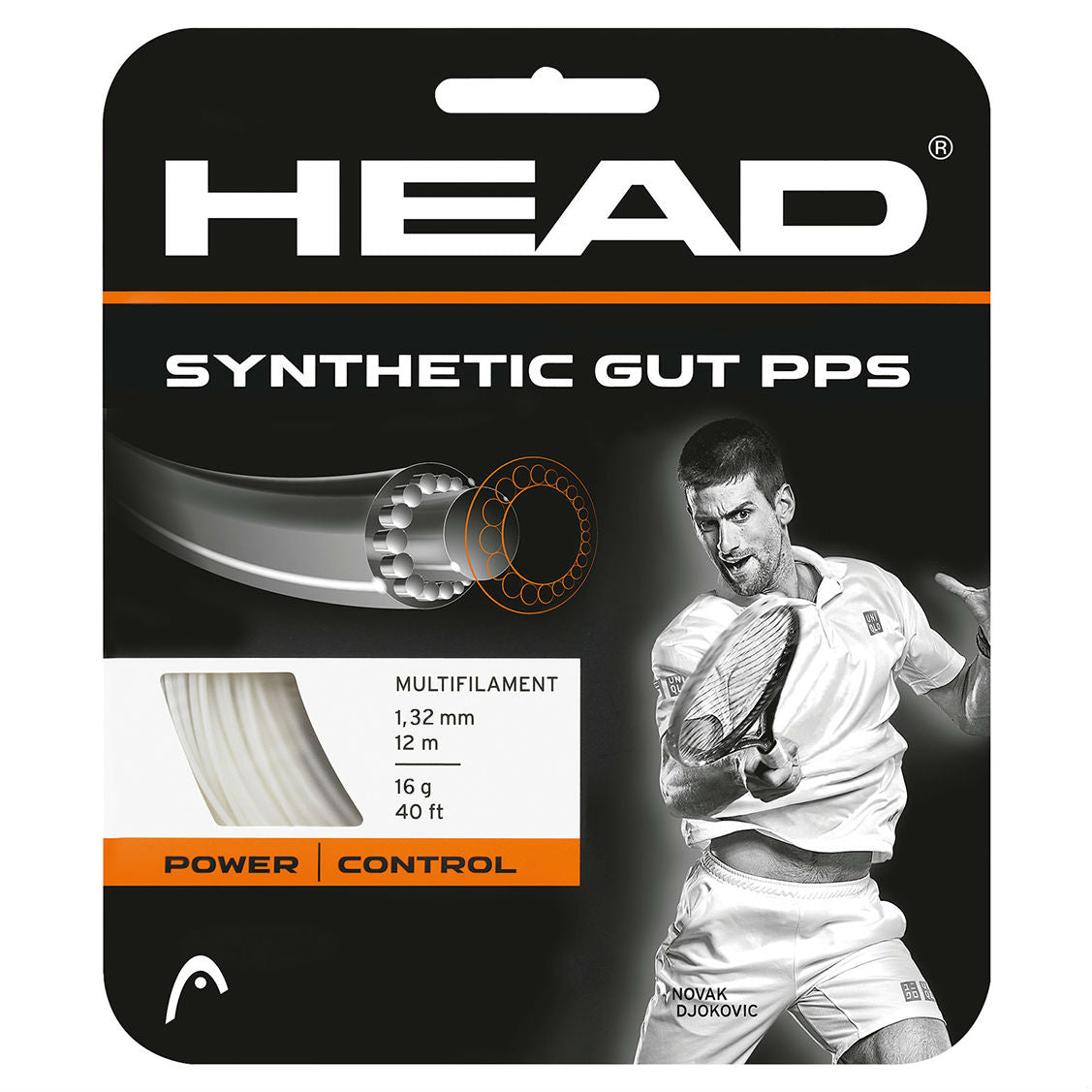 Head Synthetic Gut 16/1.30 PPS Tennis String (White) - Premium Tennis Racket String for Durability & Performance | Perfect for Recreational & Competitive Players