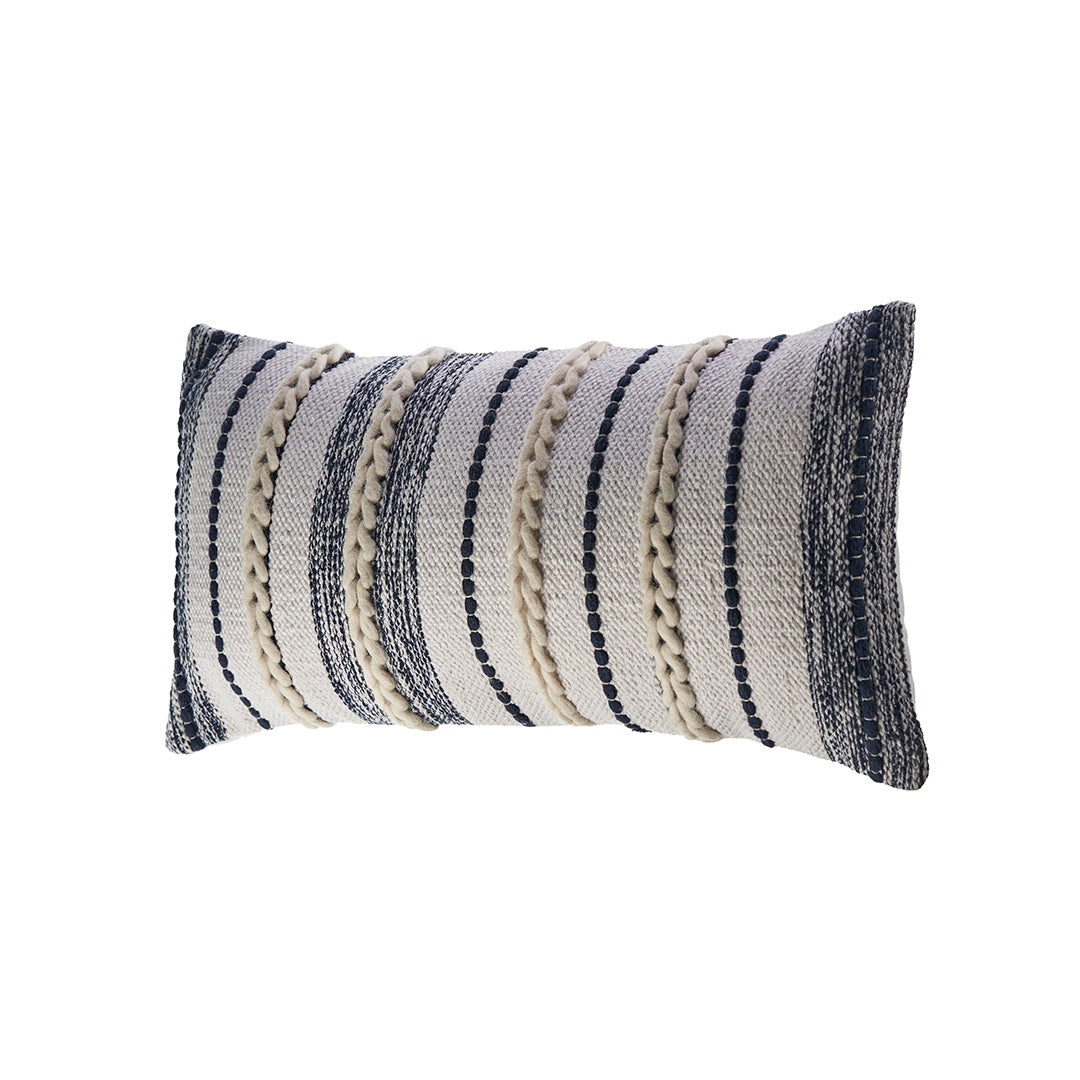 Navy and White Lumbar Pillow - Supportive Cushion for Sofa, Bed & Office Chair - Perfect for Back Pain Relief & Home Decor