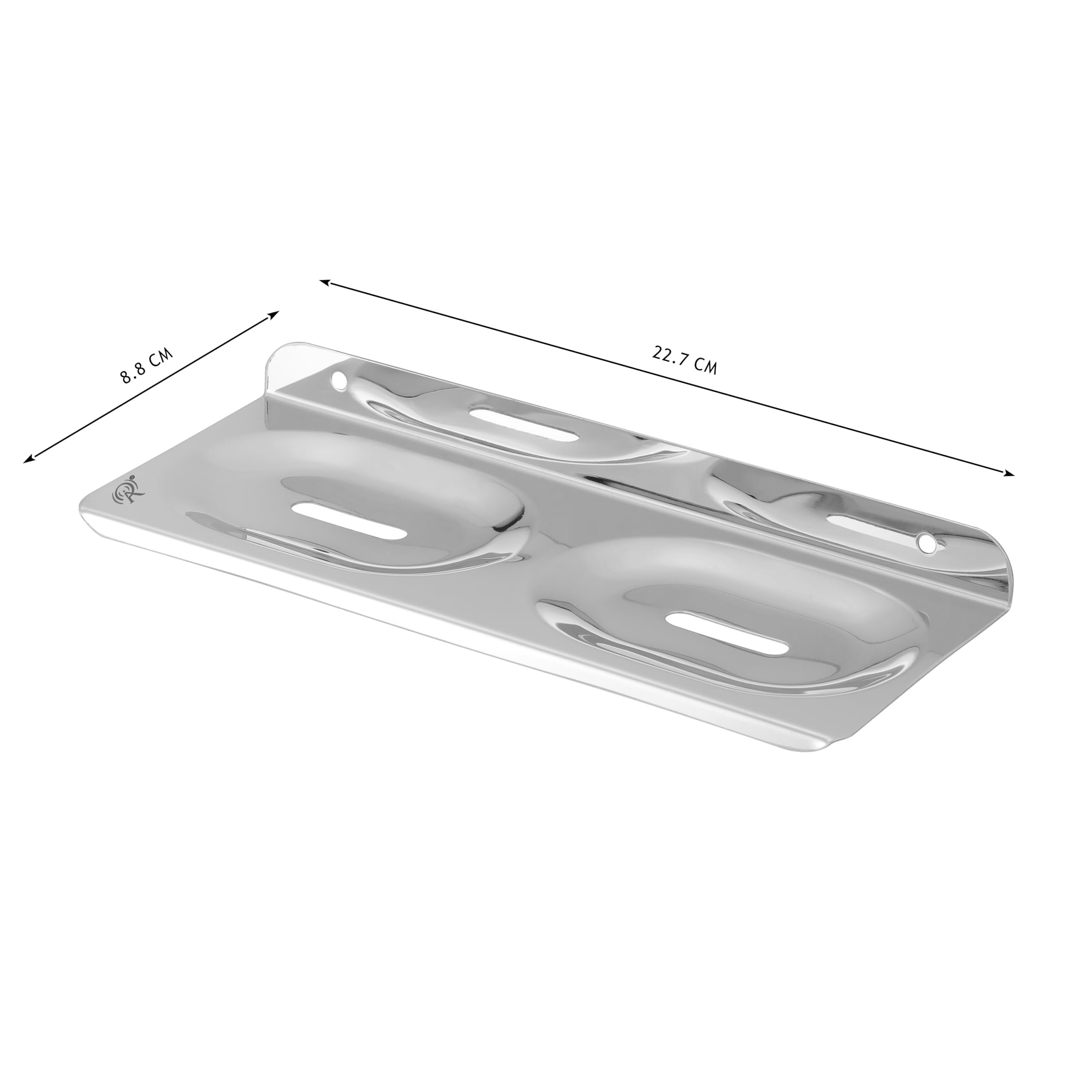 Raxon Stainless Steel Double Soap Dish Holder - Round Chrome Finish Soap Stand for Bathroom & Kitchen - Corrosion Resistant Soap Case (Silver, Pack of 1) | Perfect for Showers, Sinks, and Countertop Organization