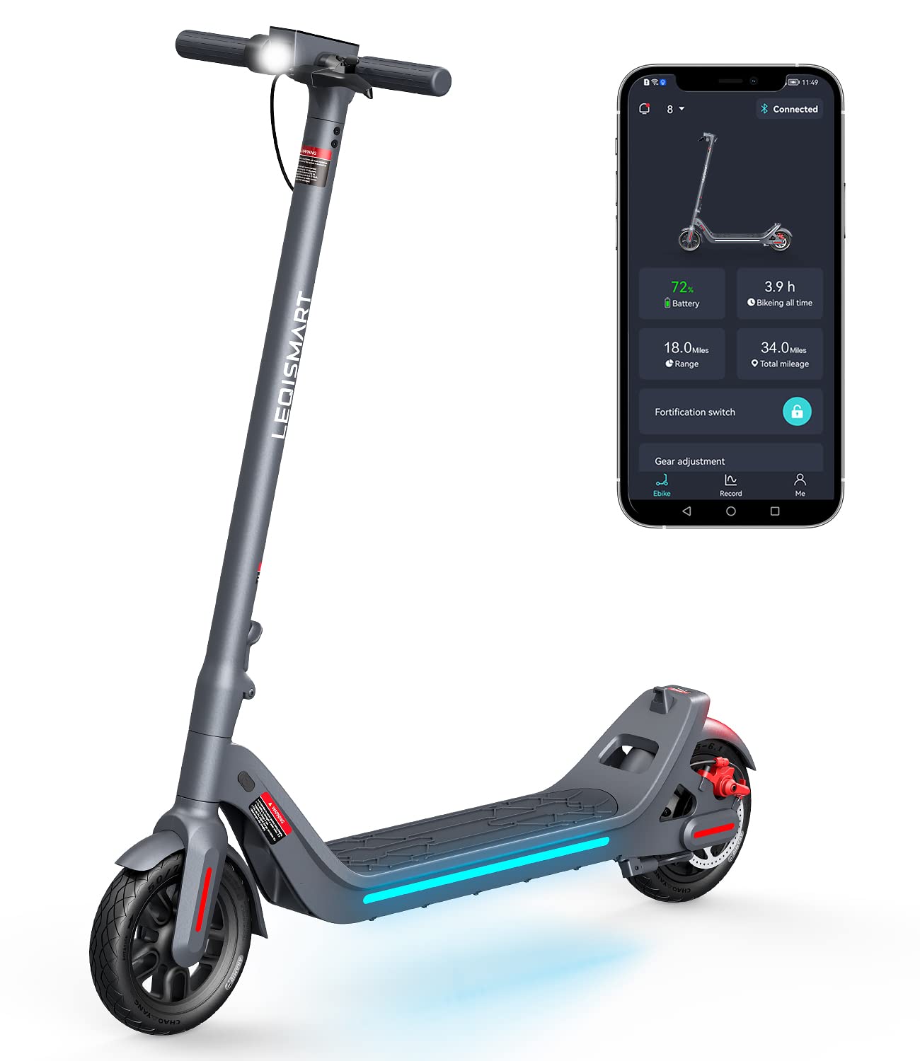 LEQISMART Electric Scooter for Adults - 350W Motor, 28 Miles Range, 15.5MPH Speed, 9