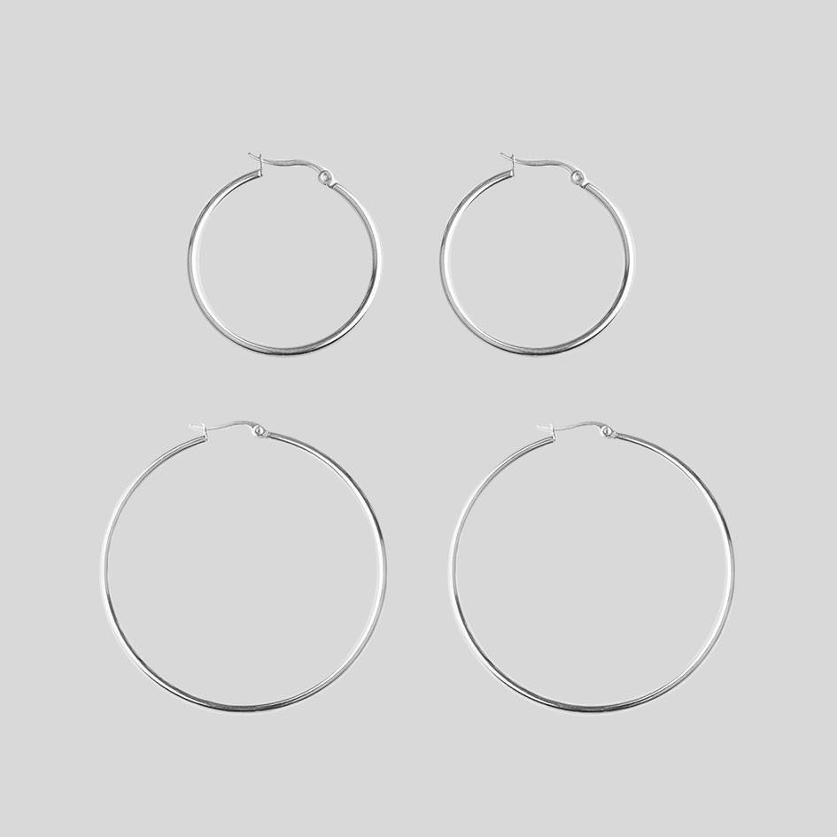 Sterling Silver Hoop Earrings for Women - Set of 2 (Small & Medium Size) | Hypoallergenic & Tarnish-Resistant | Perfect for Everyday Wear, Parties & Gifts