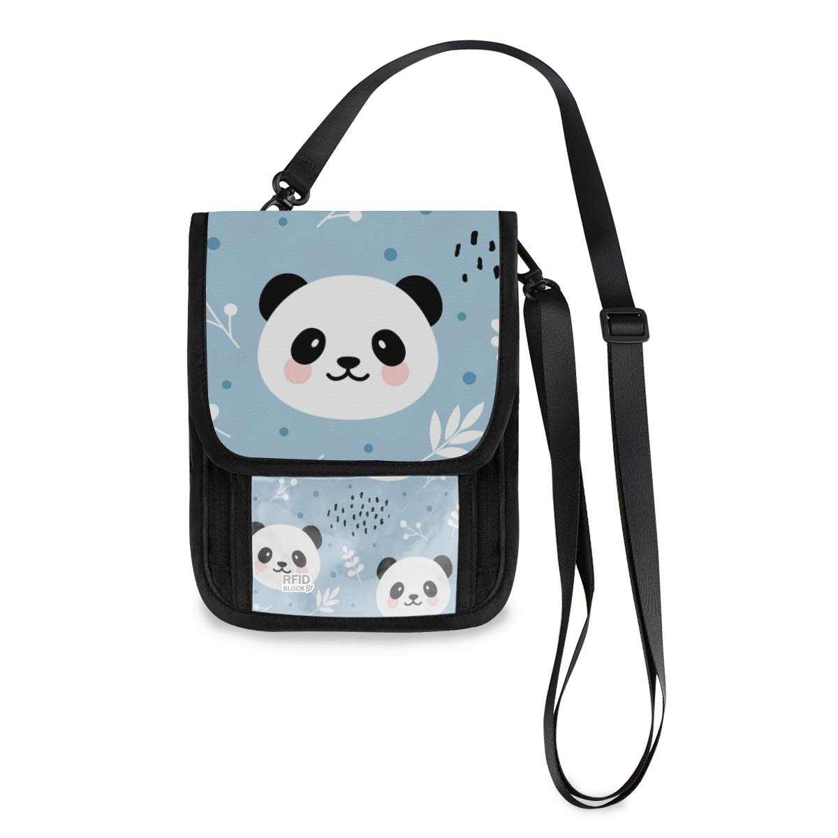 ALAZA Cute Panda Leaf Print RFID Blocking Crossbody Wallet Purse - Small Phone Bag with Credit Card Slots & Passport Holder - Perfect for Travel, Shopping, and Daily Use