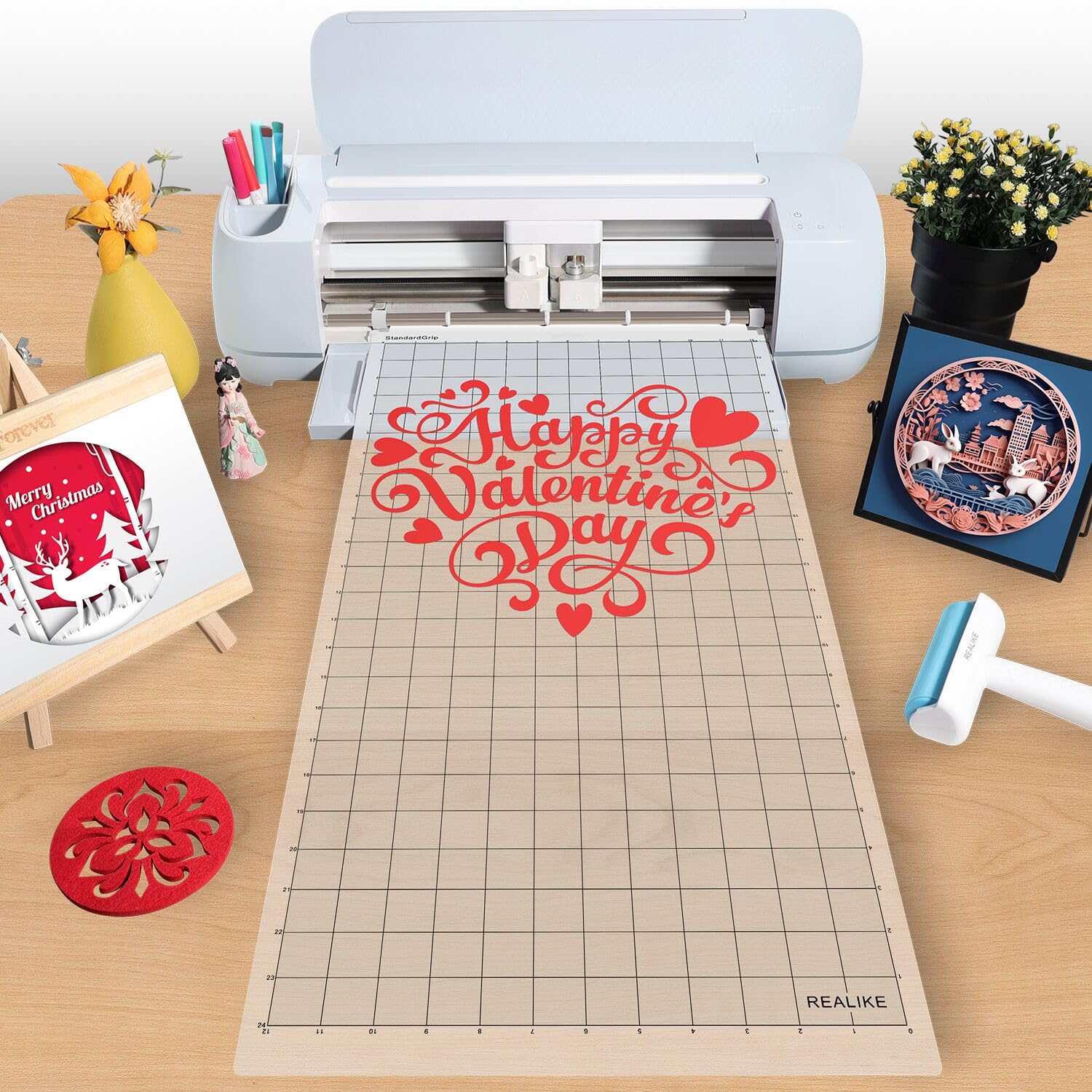 REALIKE StandardGrip Non-Slip Cutting Mat 12x24 inch (3 Pack) - Replacement Adhesive Mats for Cricut Maker 3, Maker, Explore 3, Air 2, Air & One - Perfect for DIY Crafts, Vinyl Cutting & Scrapbooking Projects