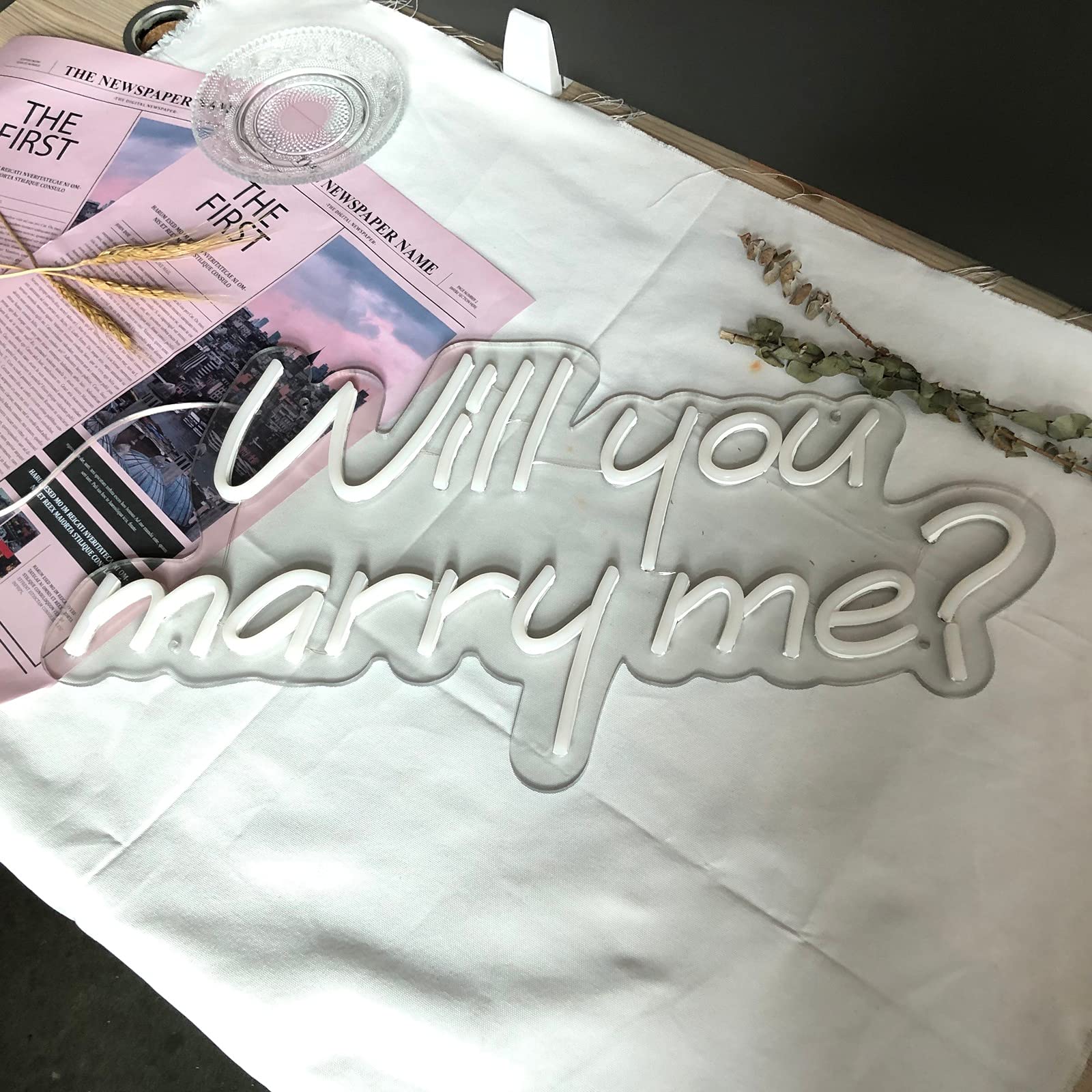 Will You Marry Me LED Neon Sign - Large Custom Wedding Decoration Light for Bachelorette Party, Engagement, Birthday & Bar Decor - Perfect for Wall Hanging in Home, Club or Pub Celebrations