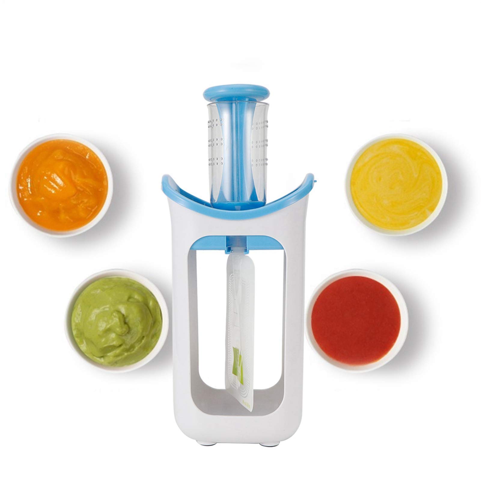 Portable Fruit Puree Squeezer Station - Food Pouches Filling System for Home Kitchen | Easy Baby Food Maker & Snack Packing Tool | Perfect for Meal Prep, Toddler Snacks & On-the-Go Nutrition (Blue)