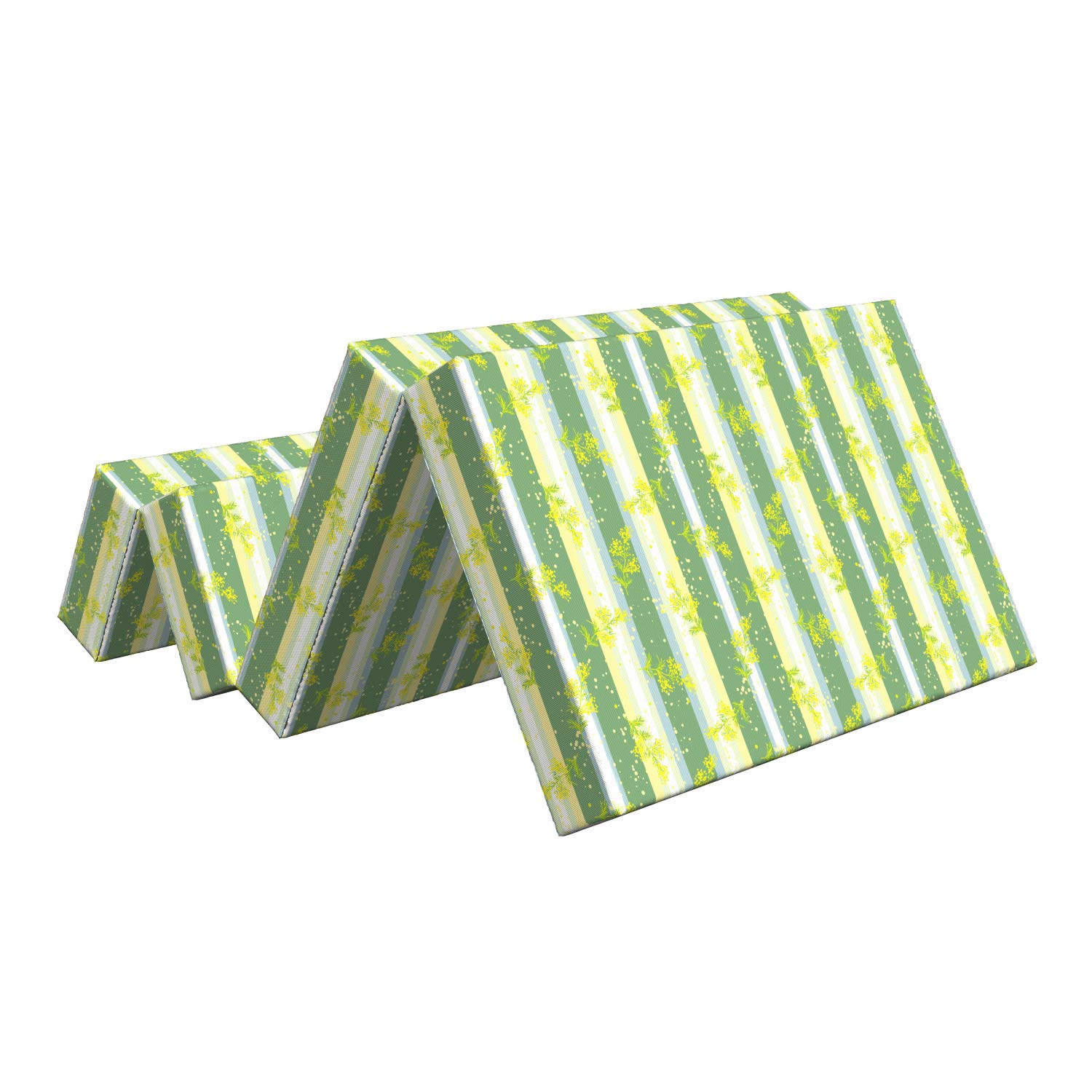 Ambesonne Striped Foldable Mattress - Spring Striped Flowers Design, 74.8