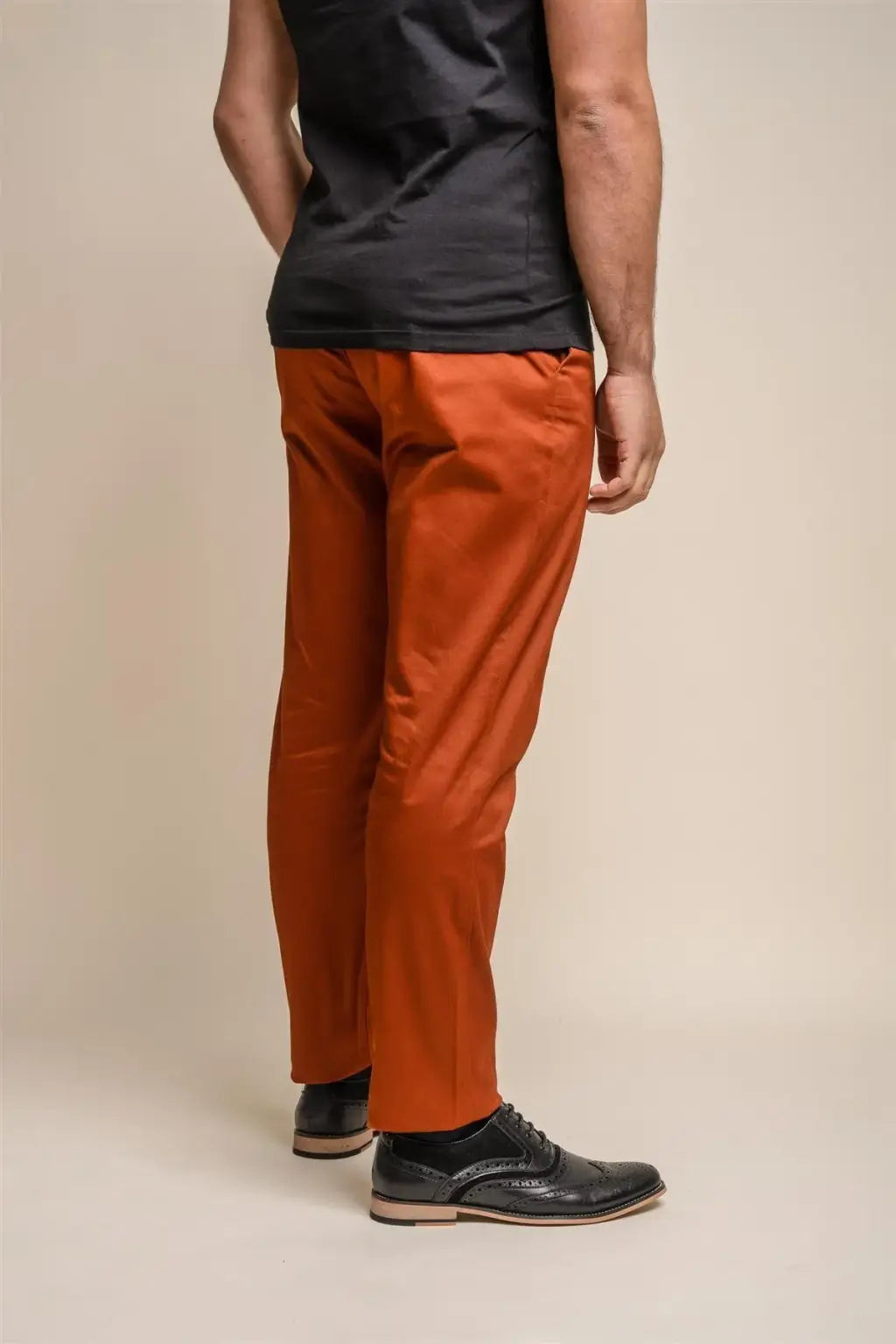Cavani Men's Dakota Rust Chino Pants - Comfortable Slim Fit Casual Trousers for Work, Office & Everyday Wear