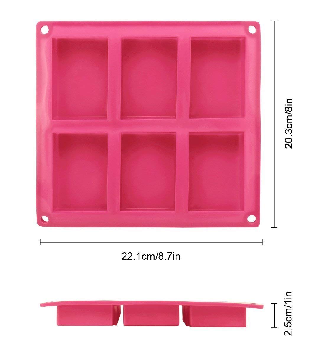 Premium Silicone Soap Molds - 6 Cavity Reusable Baking Mold for Soap Making, Cakes, Muffins, Brownies & Cornbread | Non-Stick & Easy Clean | Perfect for DIY Crafts, Home Baking & Gift Making