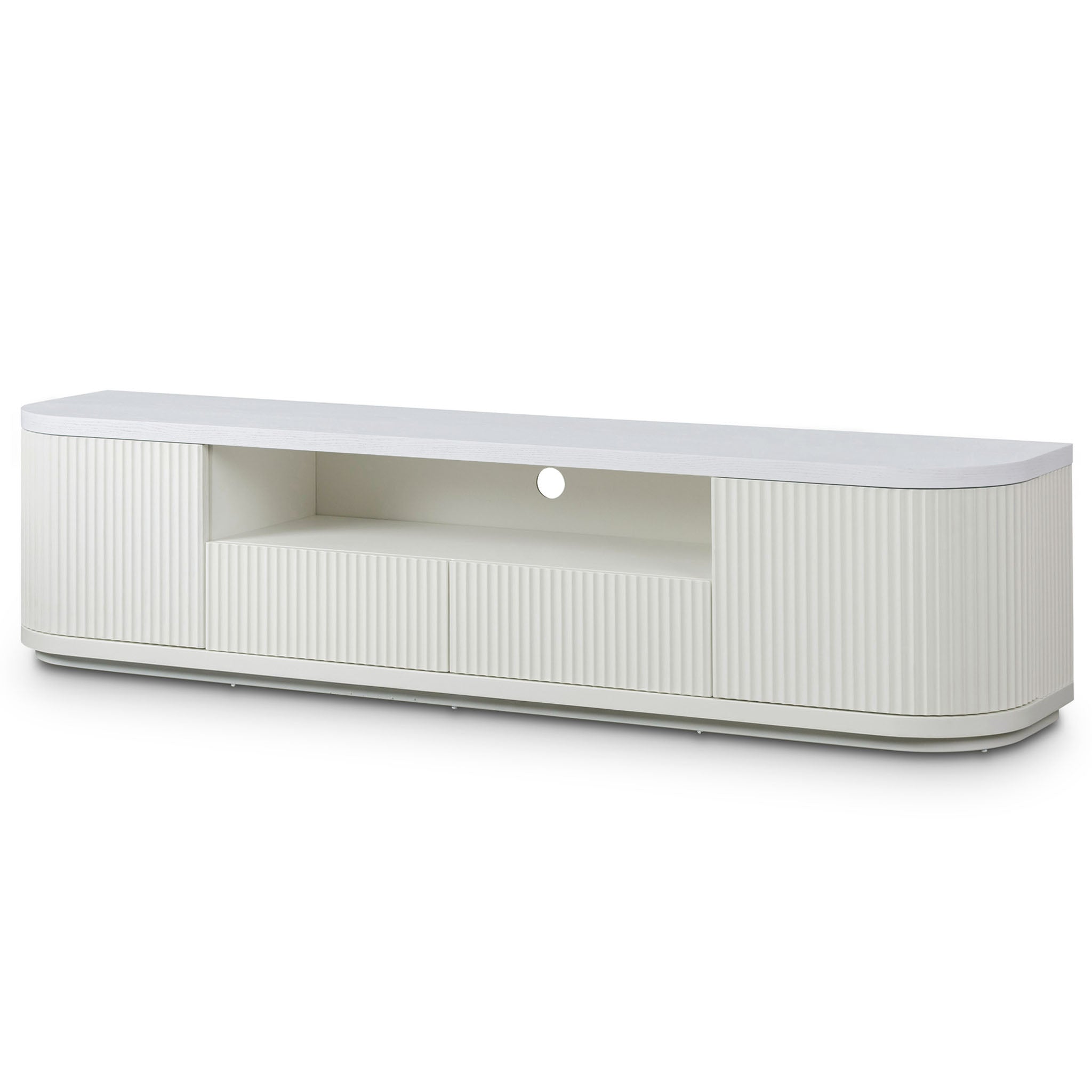2m Veneer Top Entertainment TV Stand - Two Tone White Finish for Living Room, Bedroom & Home Theater Setup