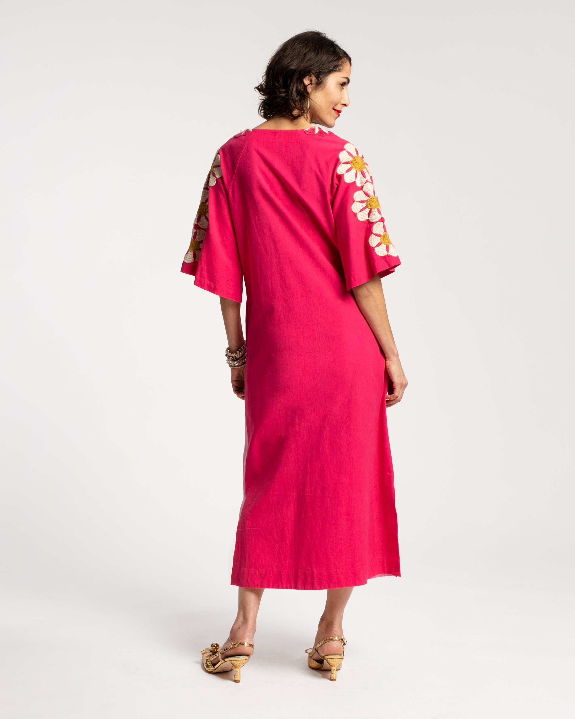 Delightful Caftan Dress - Sunrise Pink Multi Color Flowy Maxi Dress for Women | Perfect for Beach Cover Up, Pool Party, Summer Vacation & Boho Fashion