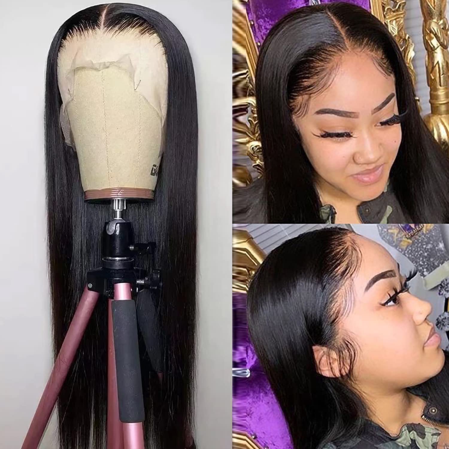 13x6 HD Transparent Lace Front Human Hair Wig - Pre Plucked with Baby Hair & Bleached Knots | 180% Density Straight Lace Wig for Black Women (26 Inch) | Perfect for Daily Wear, Cosplay & Special Occasions