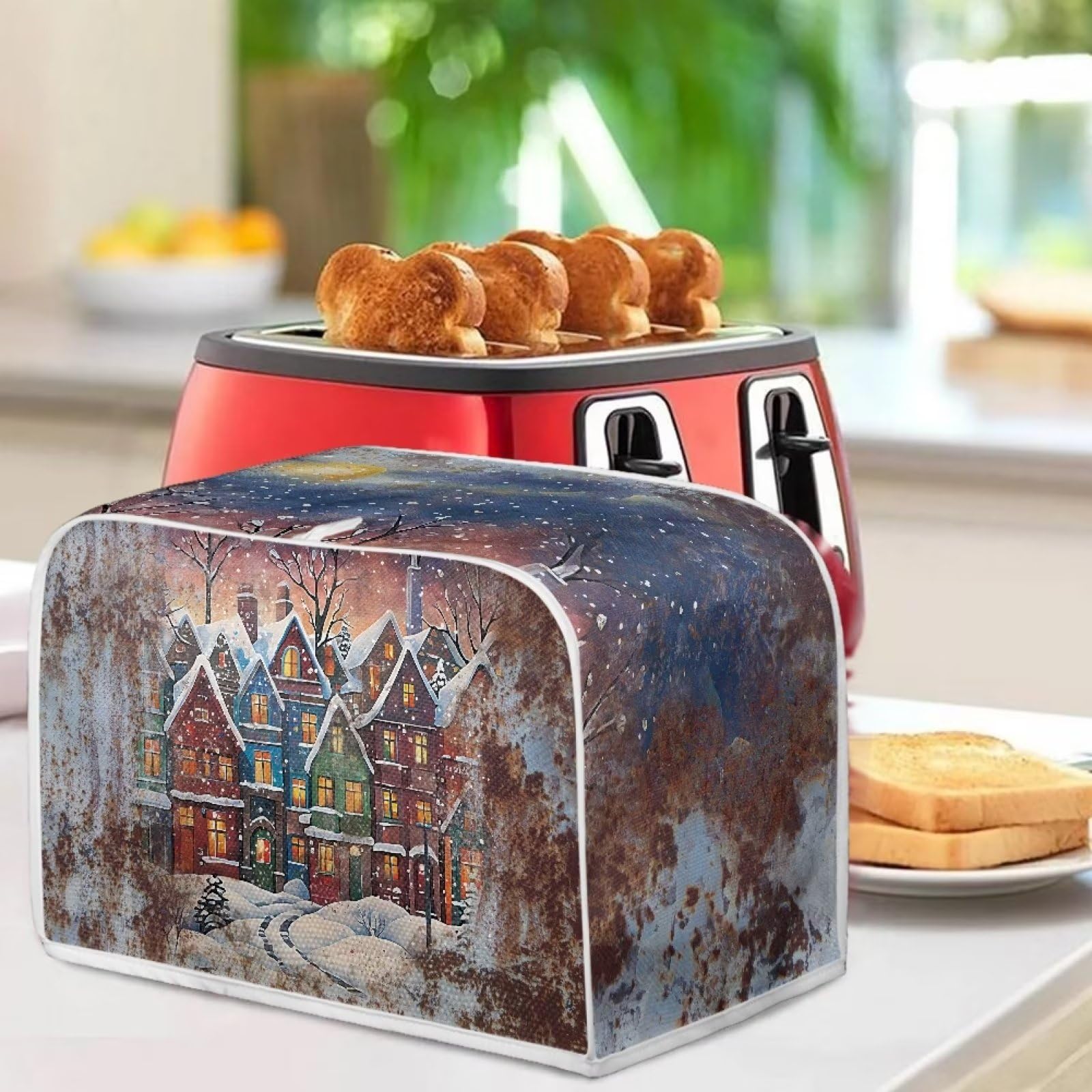Snowhouse Print 2-Slice Wide Slot Toaster Cover - Durable Kitchen Appliance Protector with Zipper & Fingerprint Protection - Perfect Gift for Women - Ideal for Home, Office, or Dorm Use