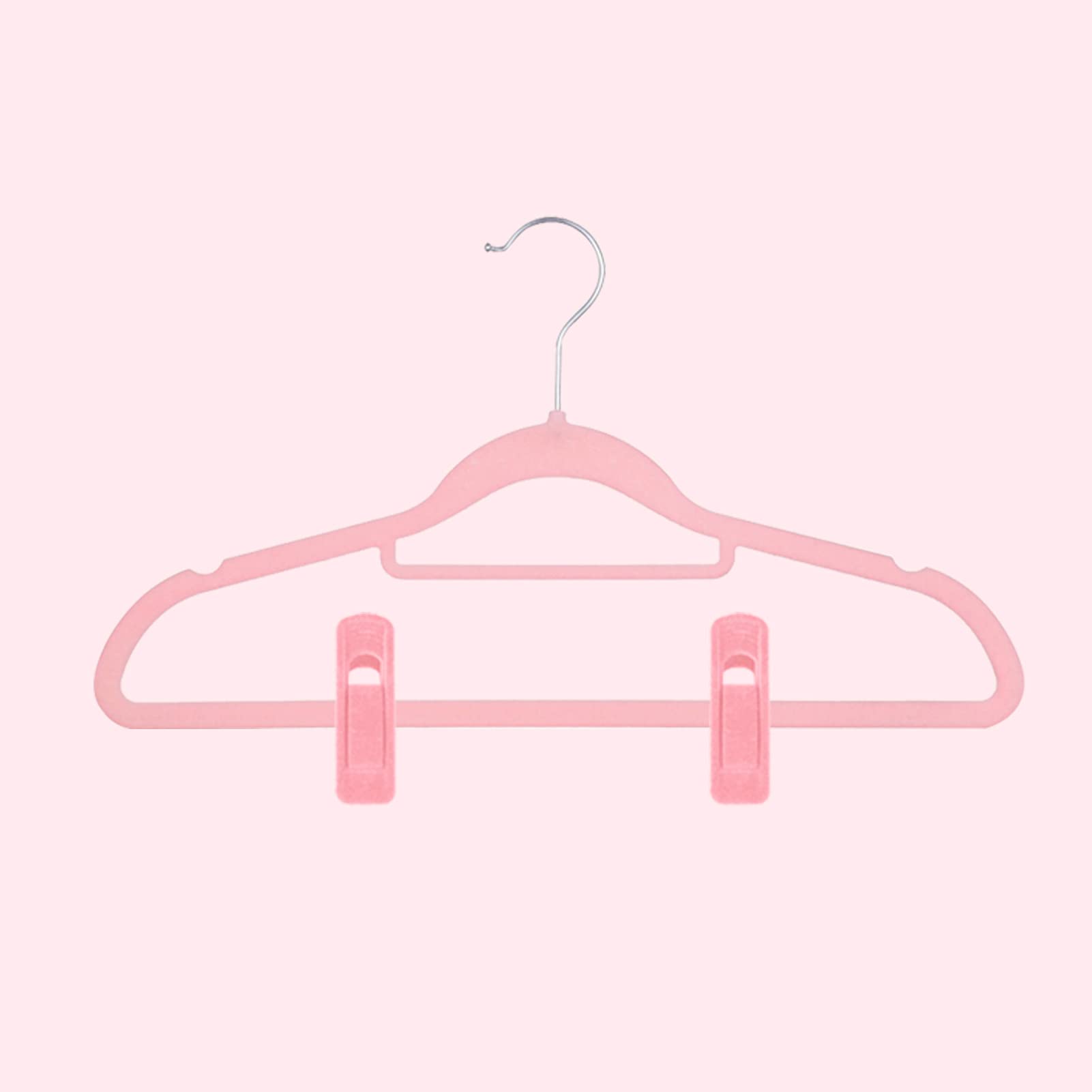 Blush Pink Velvet Hangers with Clips - 20 Pack Strong Non-Slip Pants Hangers for Delicate Clothing | Perfect for Wardrobe Organization, Closet Storage & Travel Use