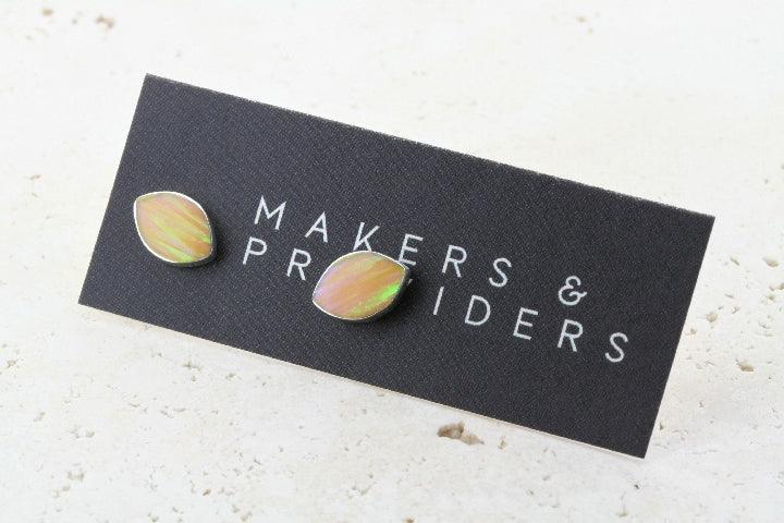 Opal Stud Earrings - Yellow Lime Seed Beads | Elegant Jewelry for Women, Perfect for Parties & Daily Wear