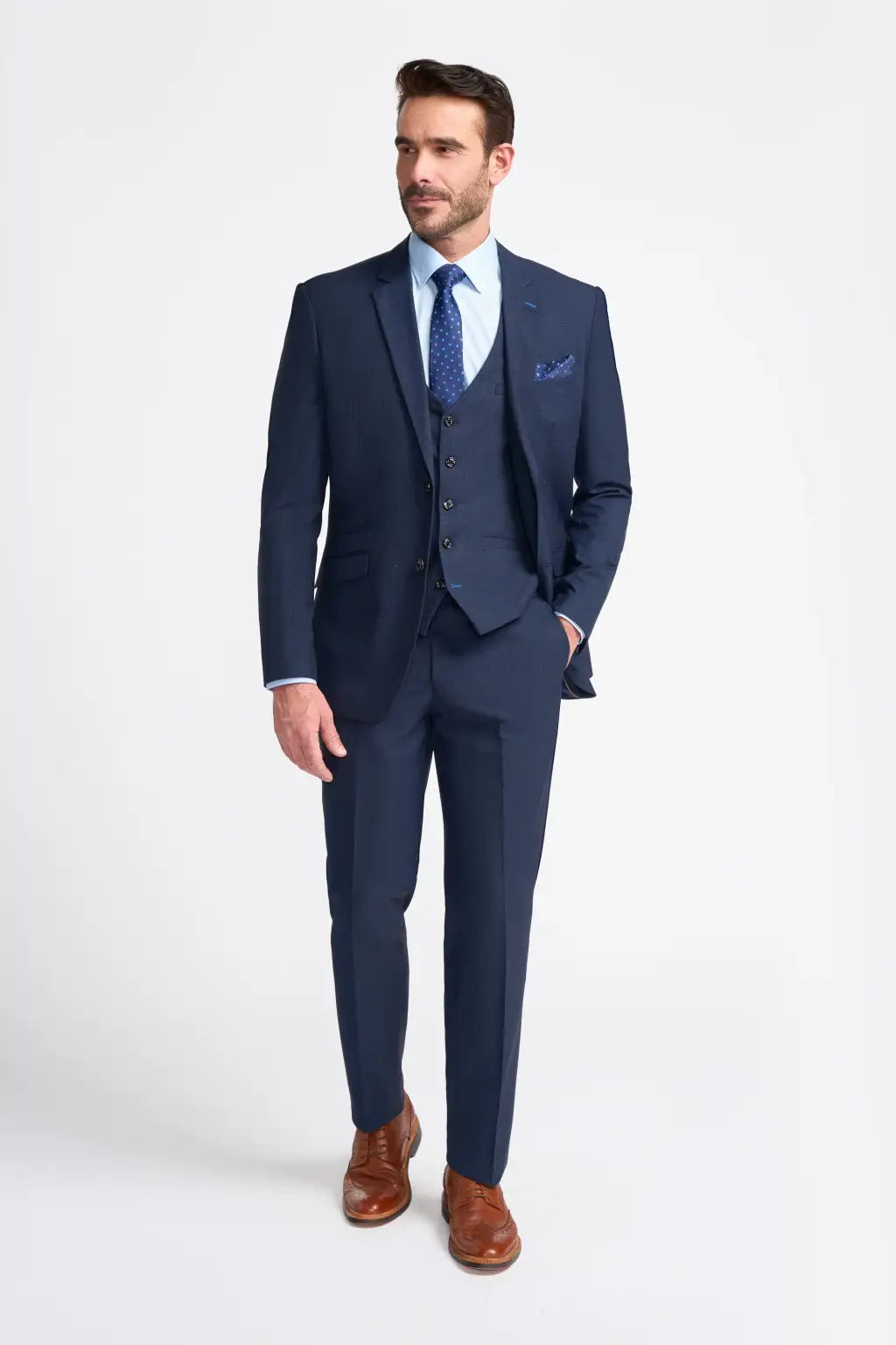 Cavani Seeba Navy Blue Men's 3-Piece Suit - Formal Business Attire for Weddings, Office & Special Occasions