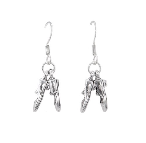 Oxidized Sterling Silver Tap Dance Clogging Shoes Dangle Earrings – Perfect for Dance Performances, Costume Parties & Vintage Jewelry Lovers