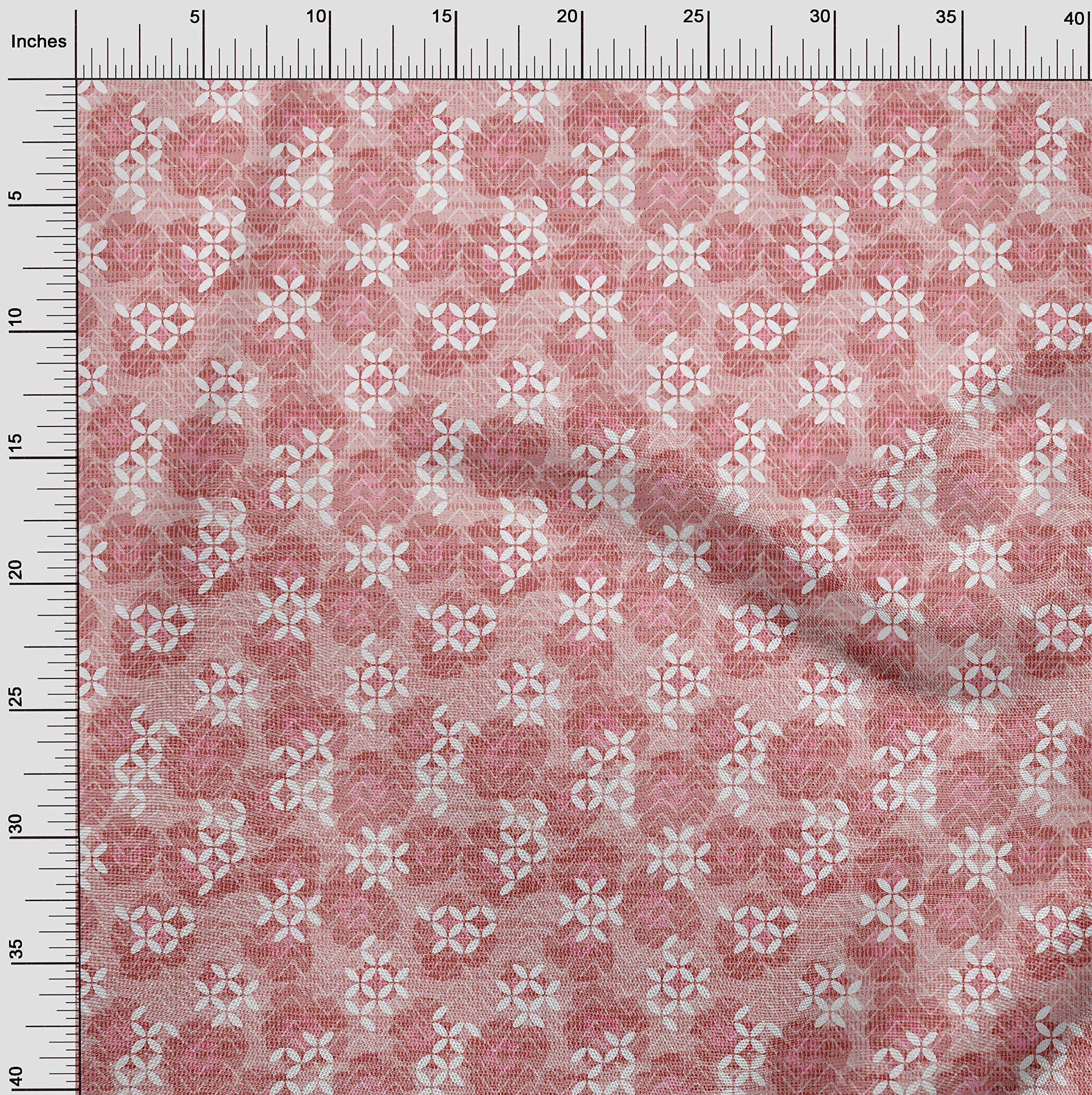 oneOone Velvet Medium Pink Floral & Texture Dress Fabric - 58 Inch Wide by The Yard | Soft Material for Dresses, Skirts & Home Decor