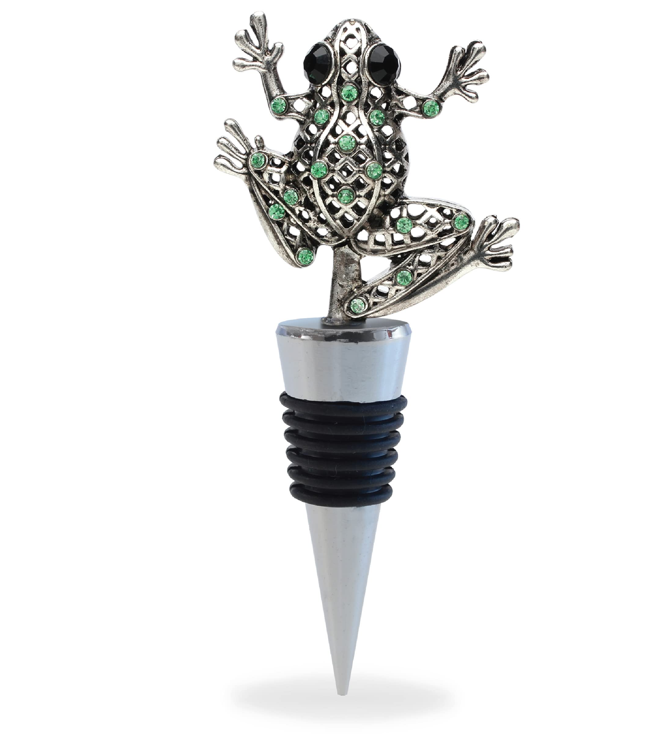 Cheers Frog Metal Wine Stopper - Elegant Vacuum Seal Reusable Toad Animal Wildlife Wine Bottle Stopper | Airtight Leak-Proof Bottle Topper Cork Plug | Cute Home Decor & Bar Tool Accessory | Unique Gift for Wine Lovers, Perfect for Parties, Weddings & Home Bars