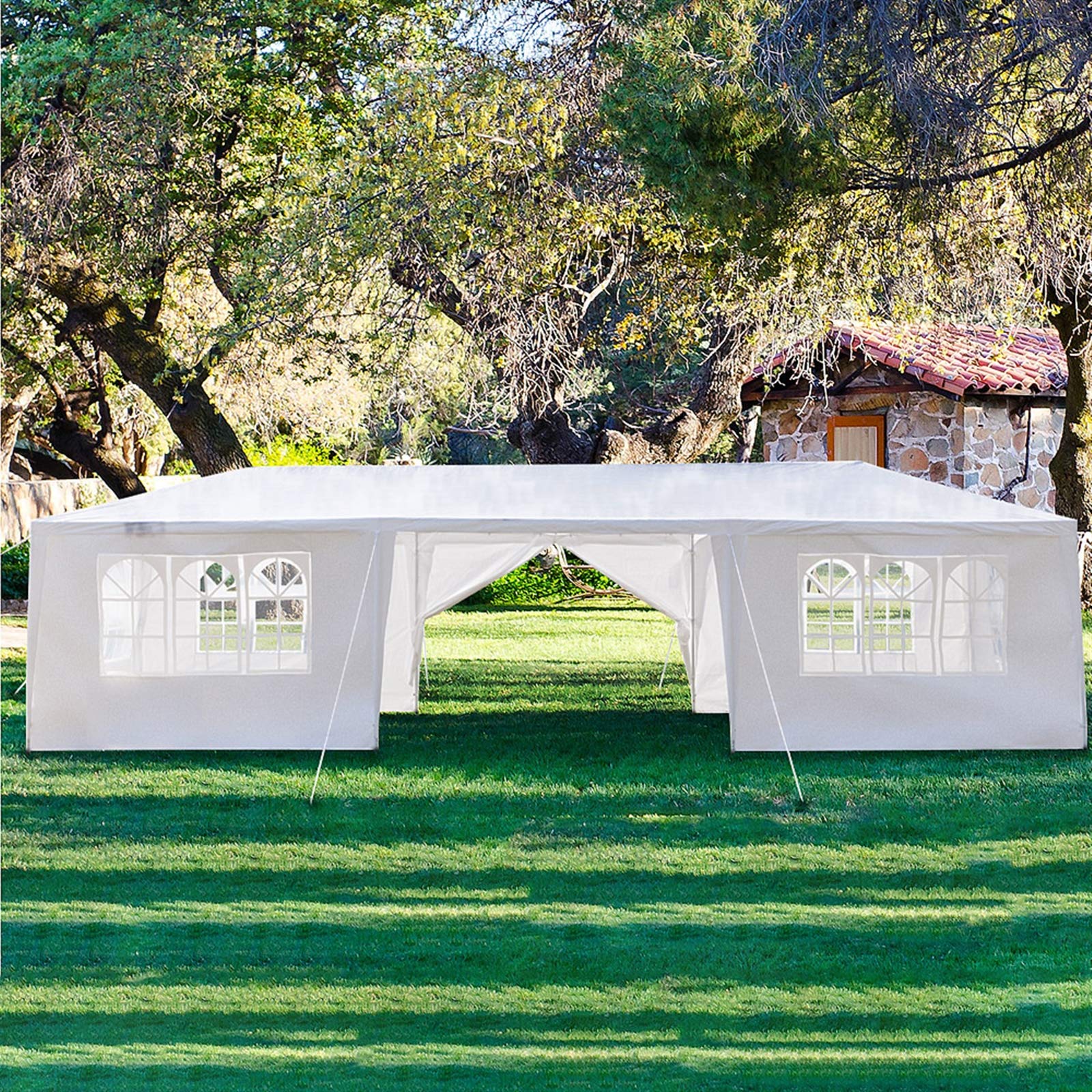 10x30 Party Tent - Large Outdoor Canopy with 8 Removable Sidewalls & Windows - Perfect for Weddings, Birthdays, Backyard Events - White Temporary Shelter for Outdoor Gatherings, Picnics, Festivals & Camping