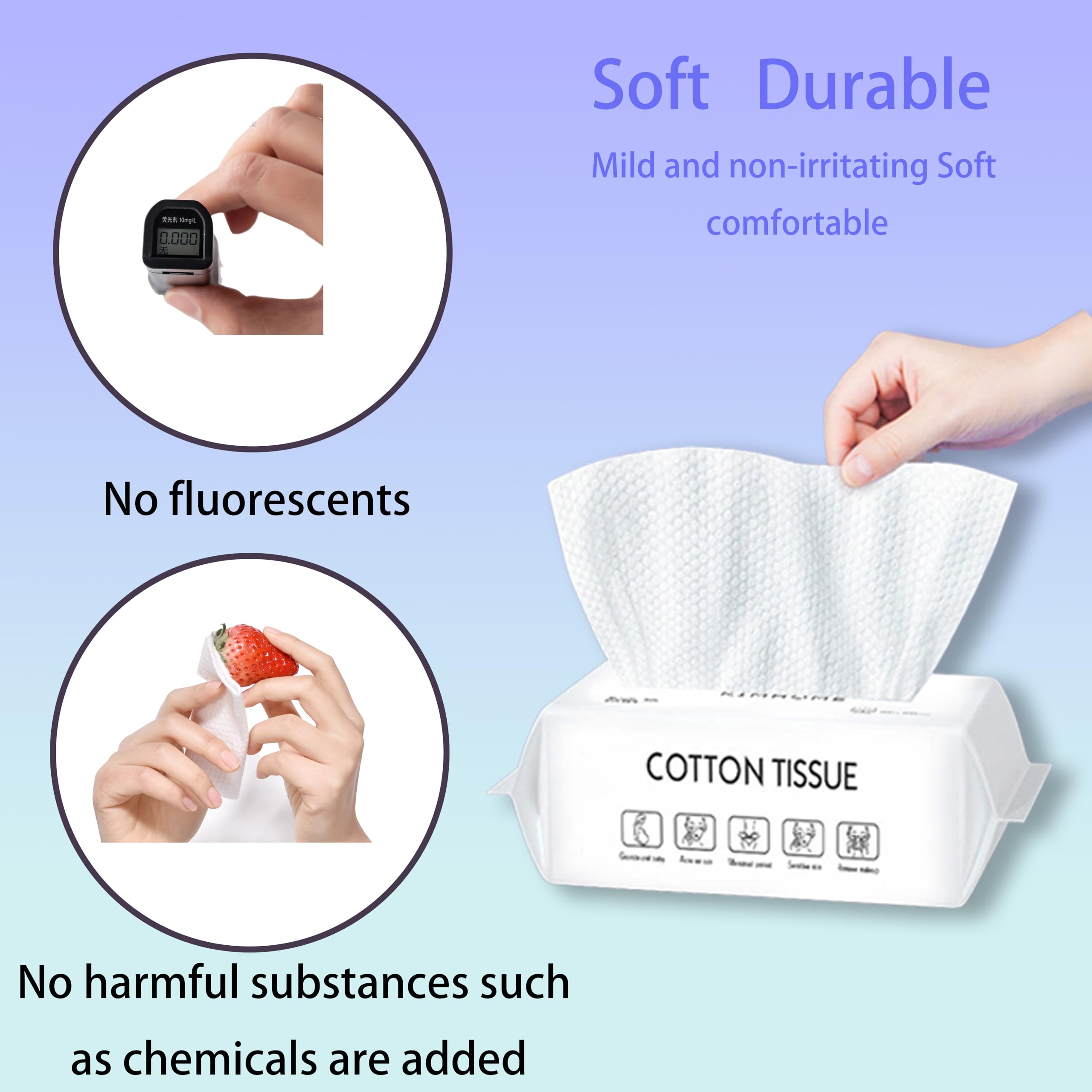**Disposable Face Towels for Sensitive Skin - 100% Cotton Ultra Soft Thickened Facial Cleansing & Makeup Remover Wipes - 250 Count (3 Packs) - Perfect for Travel, Gym & Daily Skincare Routine**