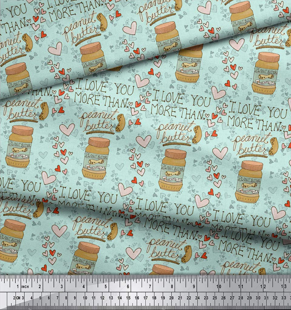 Soimoi Viscose Chiffon Fabric by The Yard - 42 Inch Wide Green Textured Peanut Butter Food Print Material - Nutty Playful Design for DIY Crafts, Dresses, Curtains & Home Decor Projects