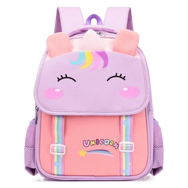 Unicorn Themed Girls Kids Backpack - 3D Cute Cartoon Kindergarten School Bag for Travel & Birthday Gifts (Light Pink) - Perfect for School, Daycare, Travel & Birthday Parties