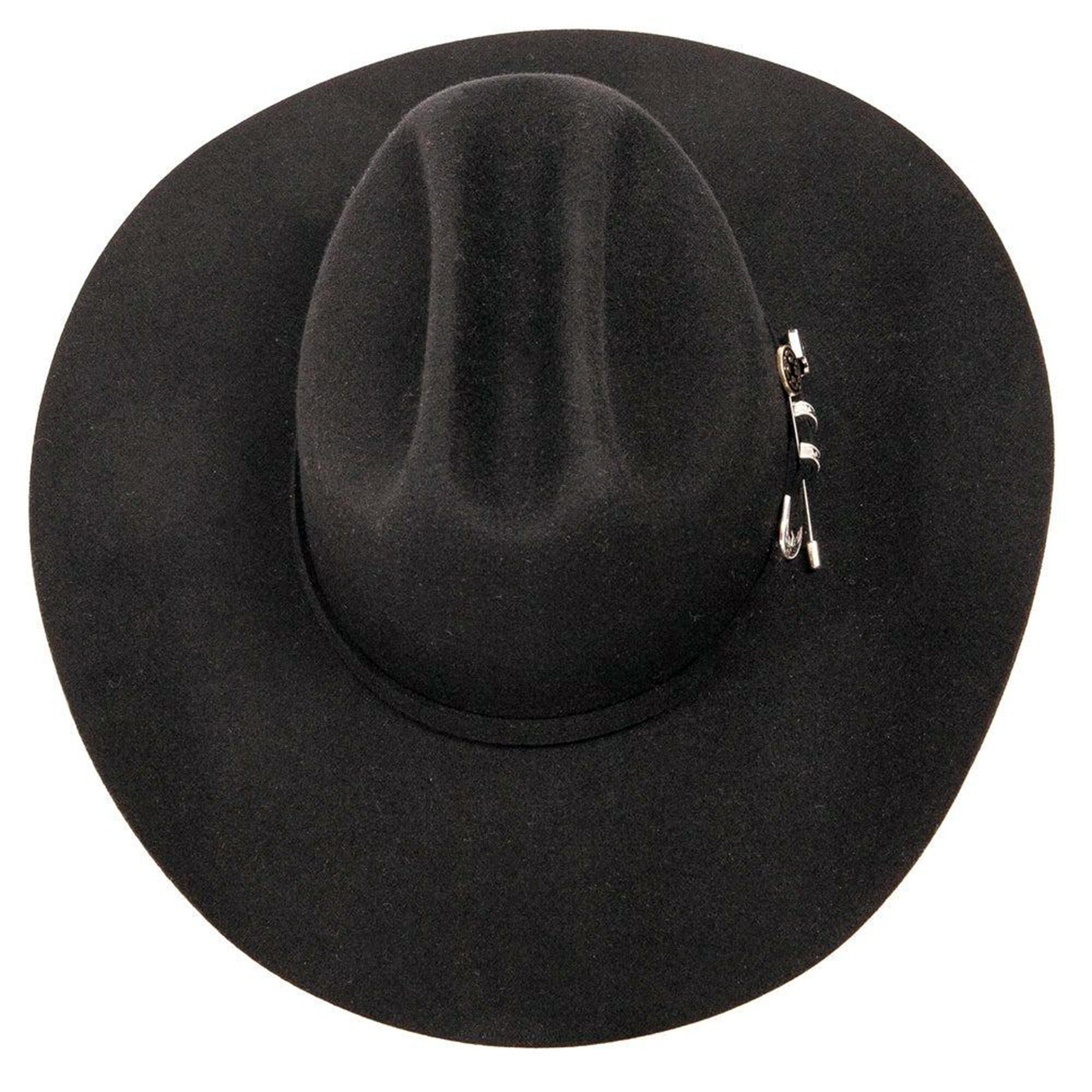American Hat Co. Men's Black Felt Cowboy Hat - Western Style Cattleman Hat for Rodeo, Country Music Festivals & Outdoor Adventures