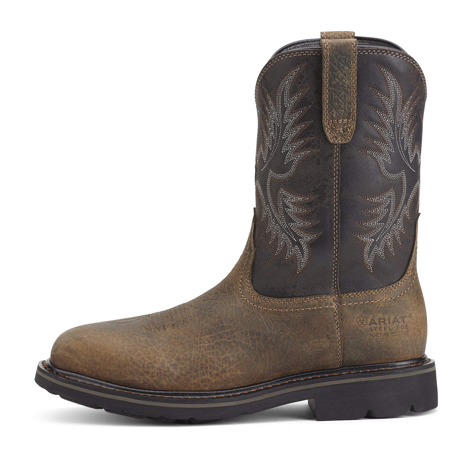 Ariat Men's Sierra Wide Square Toe Work Boot - Durable Steel Toe Construction for Construction & Ranch Work | Comfortable Safety Shoes for Outdoor Jobs