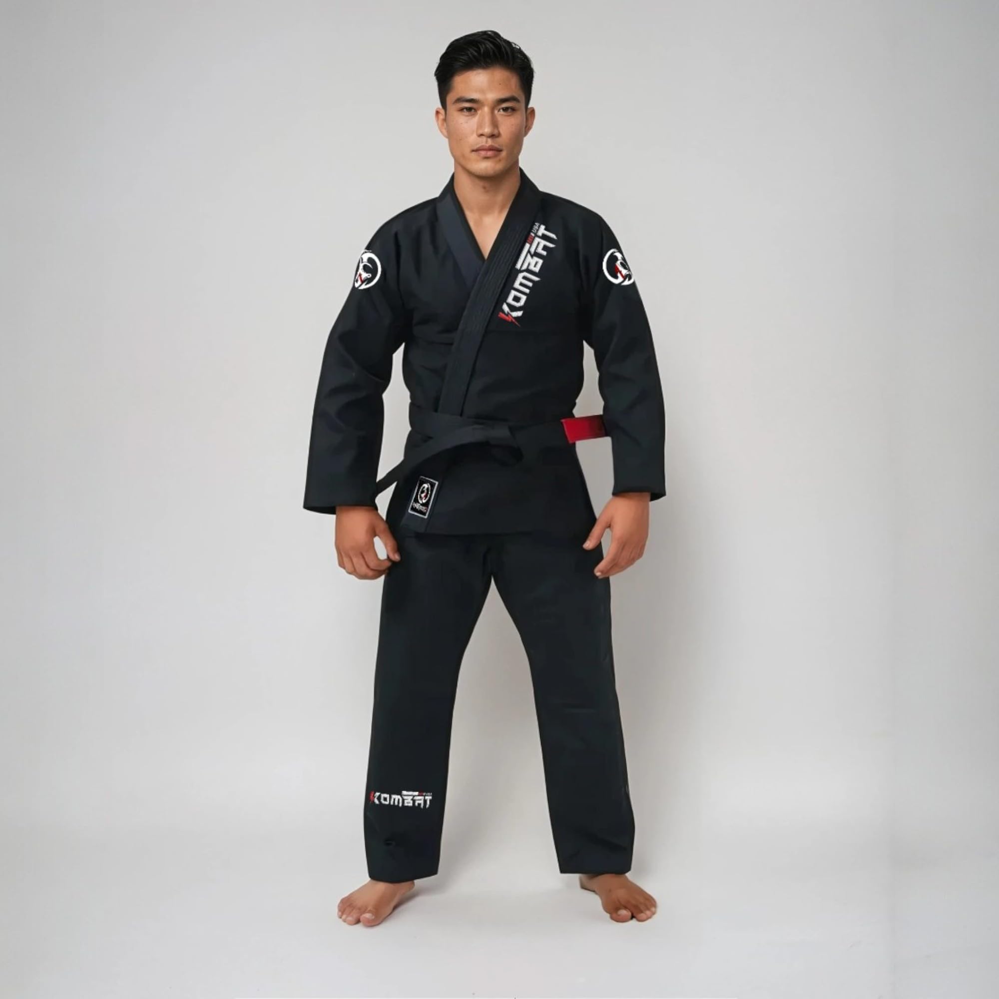 KOMBAT USA FEARLESS BJJ GI for Men - Preshrunk IBJJF Approved Kimono Jiu Jitsu Uniform with Free Belt (Special Size Guide) - Perfect for Training, Competition & Martial Arts Practice