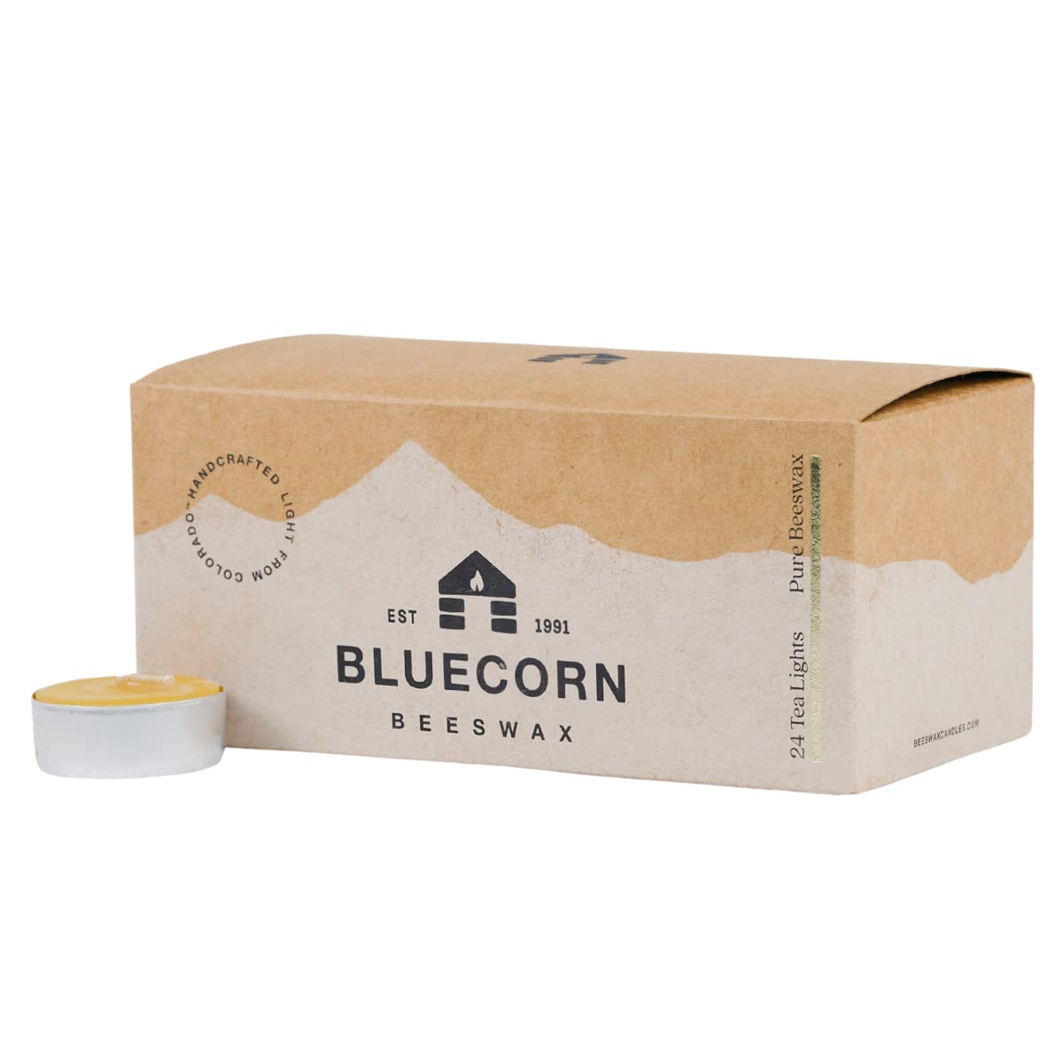 Bluecorn 100% Pure Beeswax Tealight Candles in Metal Cups - Natural Unscented Tea Lights (24-Pack) | Long-Lasting 4-5 Hour Burn | Soy & Paraffin Free | Perfect for Aromatherapy, Relaxation & Home Decor