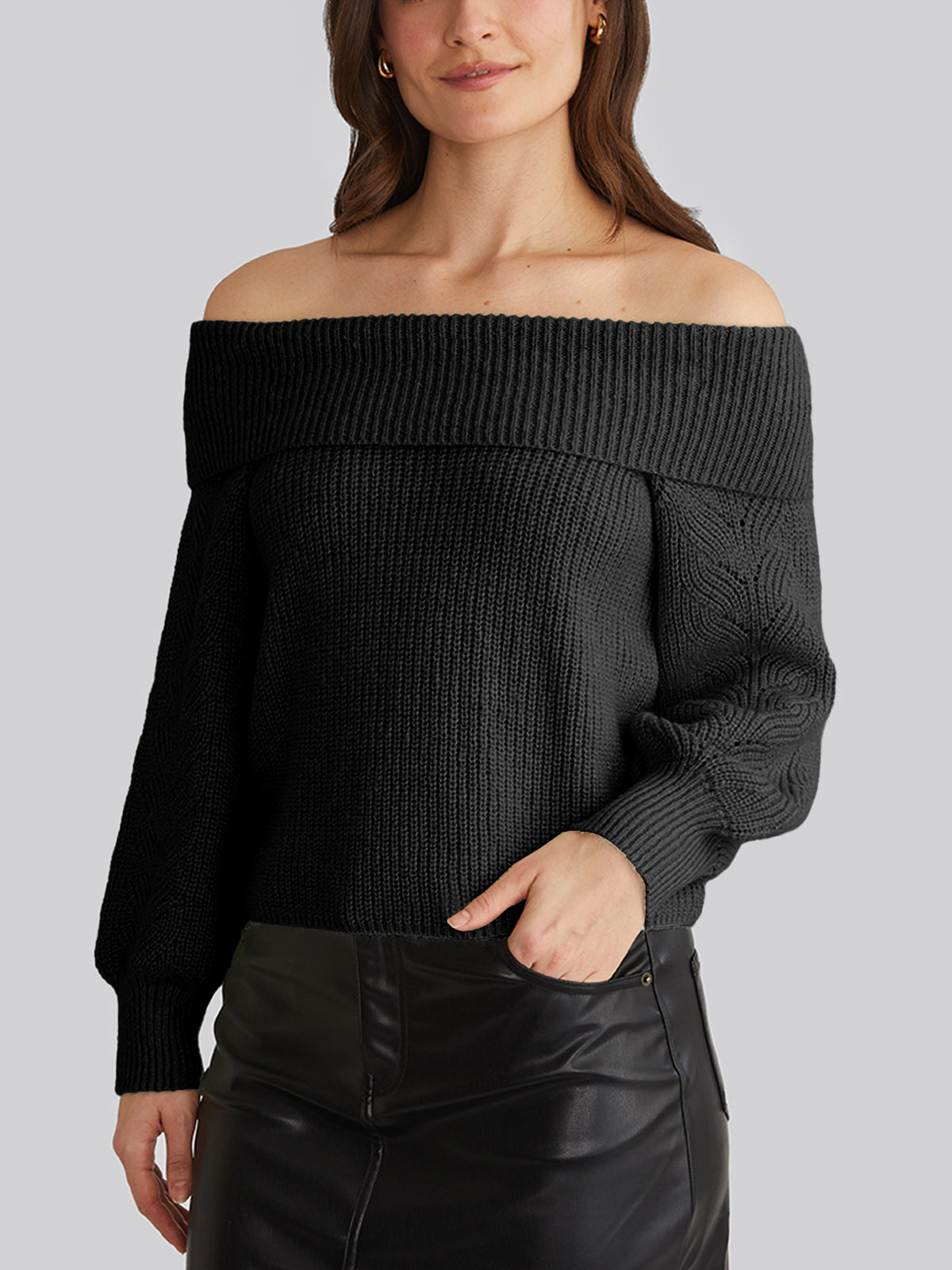 Marisa Women's Relaxed Off Shoulder Pullover Sweater - Soft Casual Knit Top for Fall & Winter | Perfect for Layering, Date Nights & Cozy Weekends
